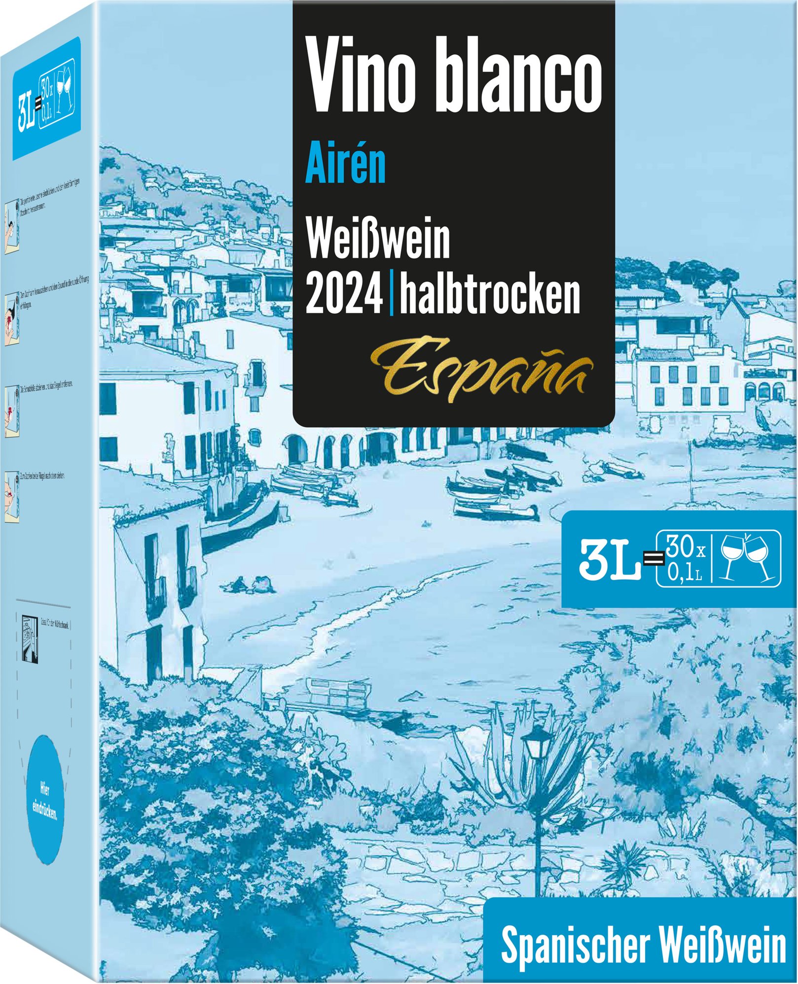 Thumbnail - Vino Blanco Airén 3-l-Bag-in-Box halbtrocken, Weißwein 2024