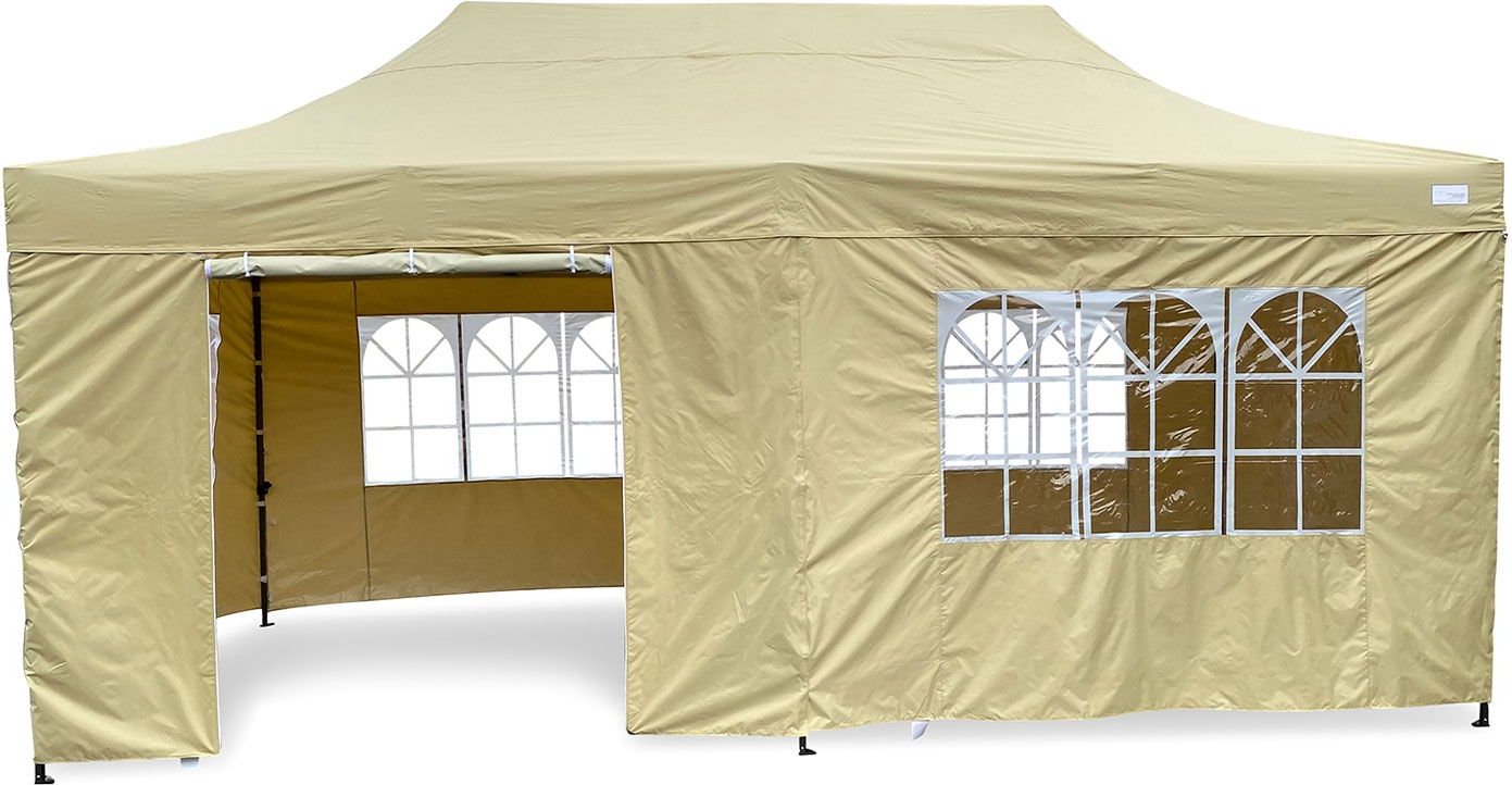 Grasekamp Faltpavillon Premium Line (3x6m + Seitenteile, Beige)