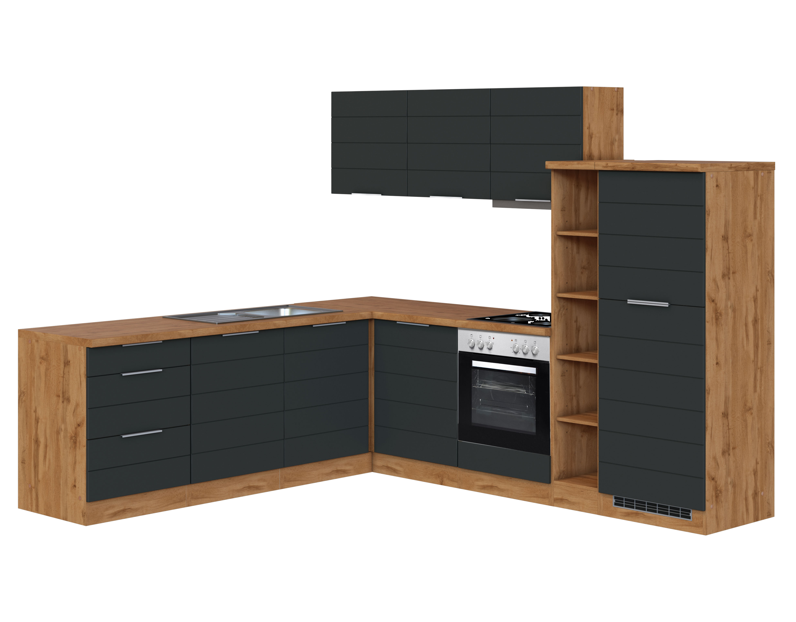 HELD Küchenzeile »Bonn«, mit Elektrogeräten (240/270 cm, wotaneiche/ matt grau)
