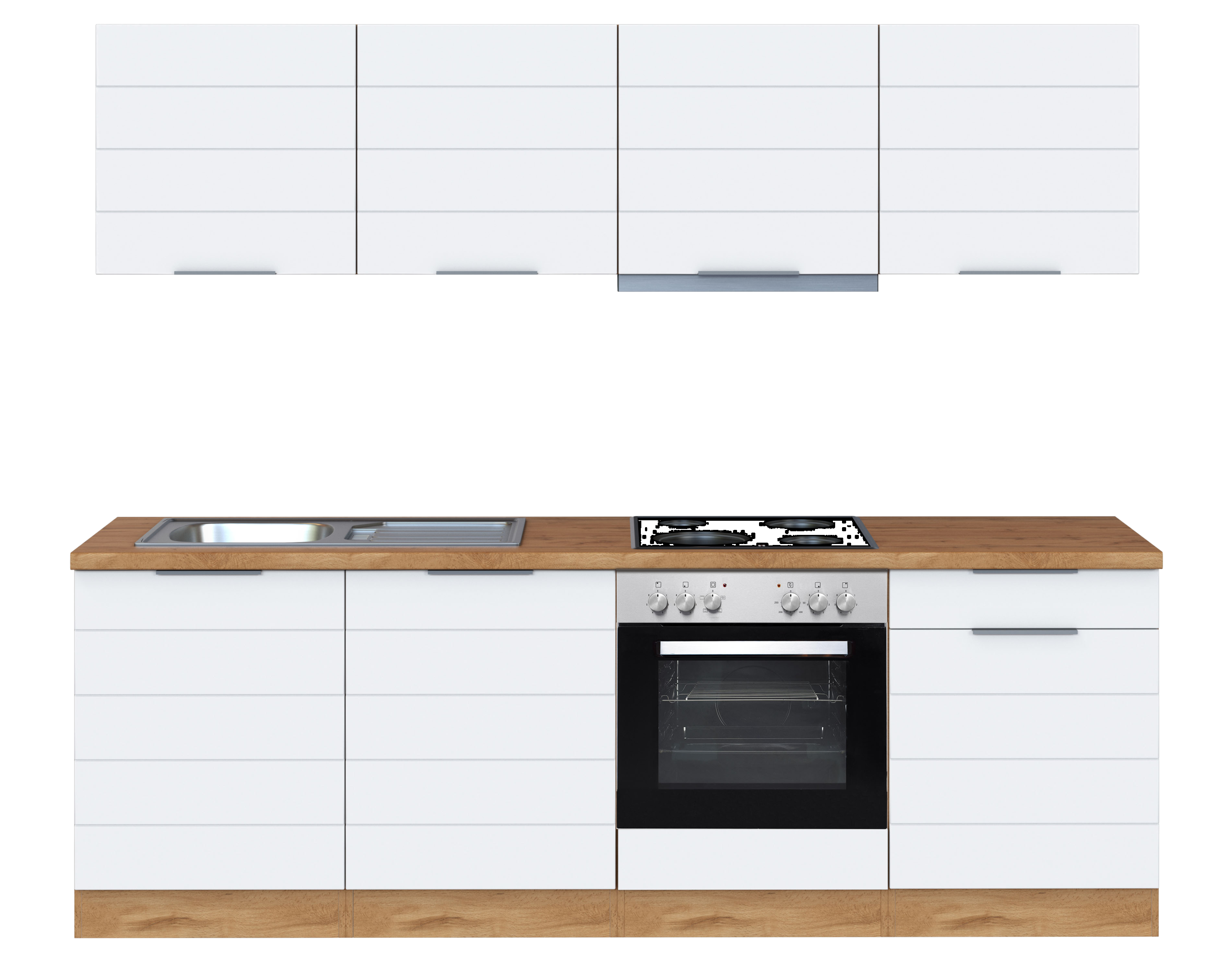 HELD Küchenzeile »Bonn«, mit Elektrogeräten (240 cm, wotaneiche/ matt weiß)