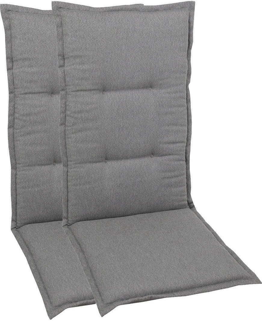 GO-DE Textil Gartenauflage Uni (2er Set Mittellehner, Grau)