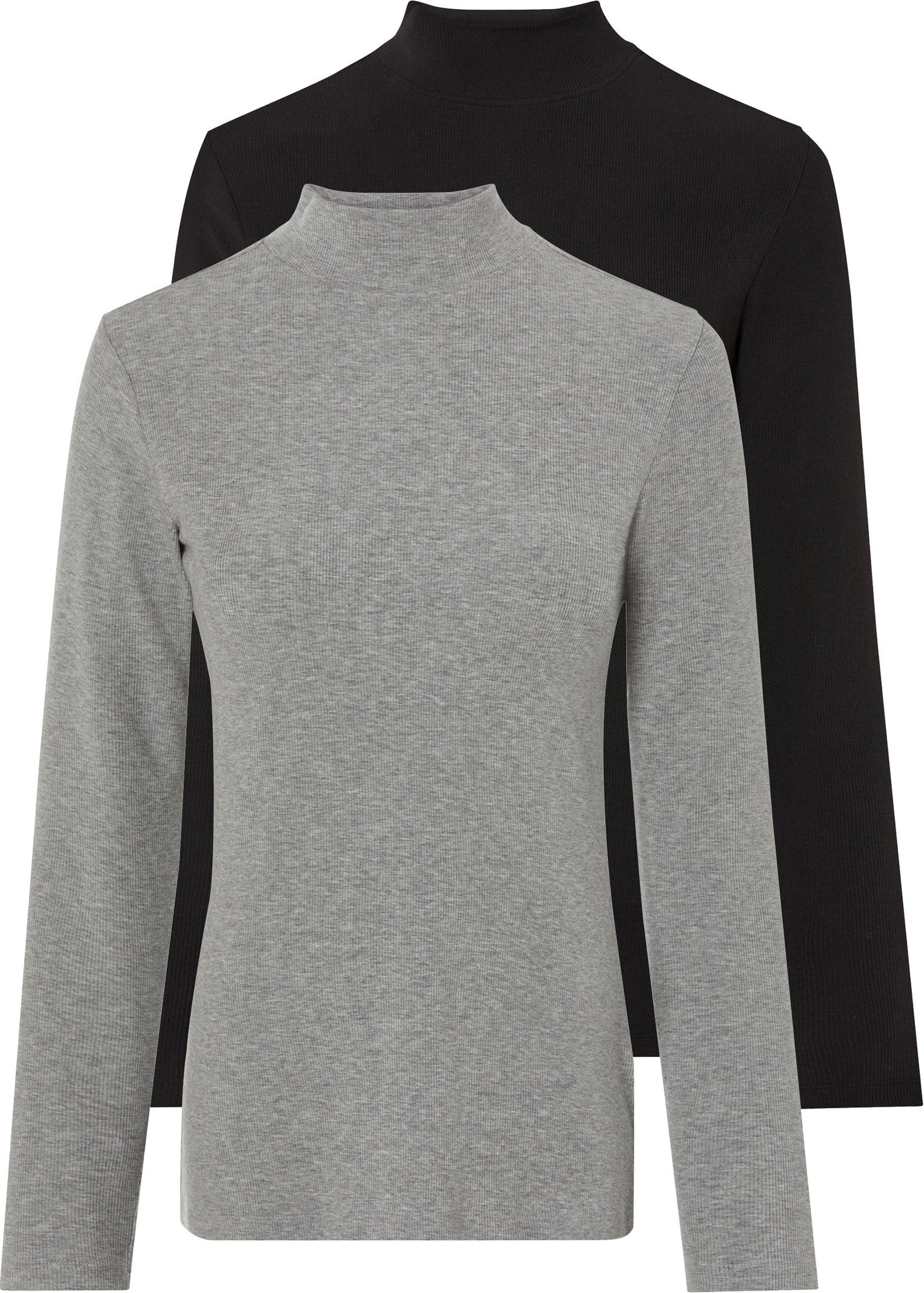 Thumbnail - esmara® Damen Langarmshirt Rollkragen (L(44/46), schwarz/grau)""