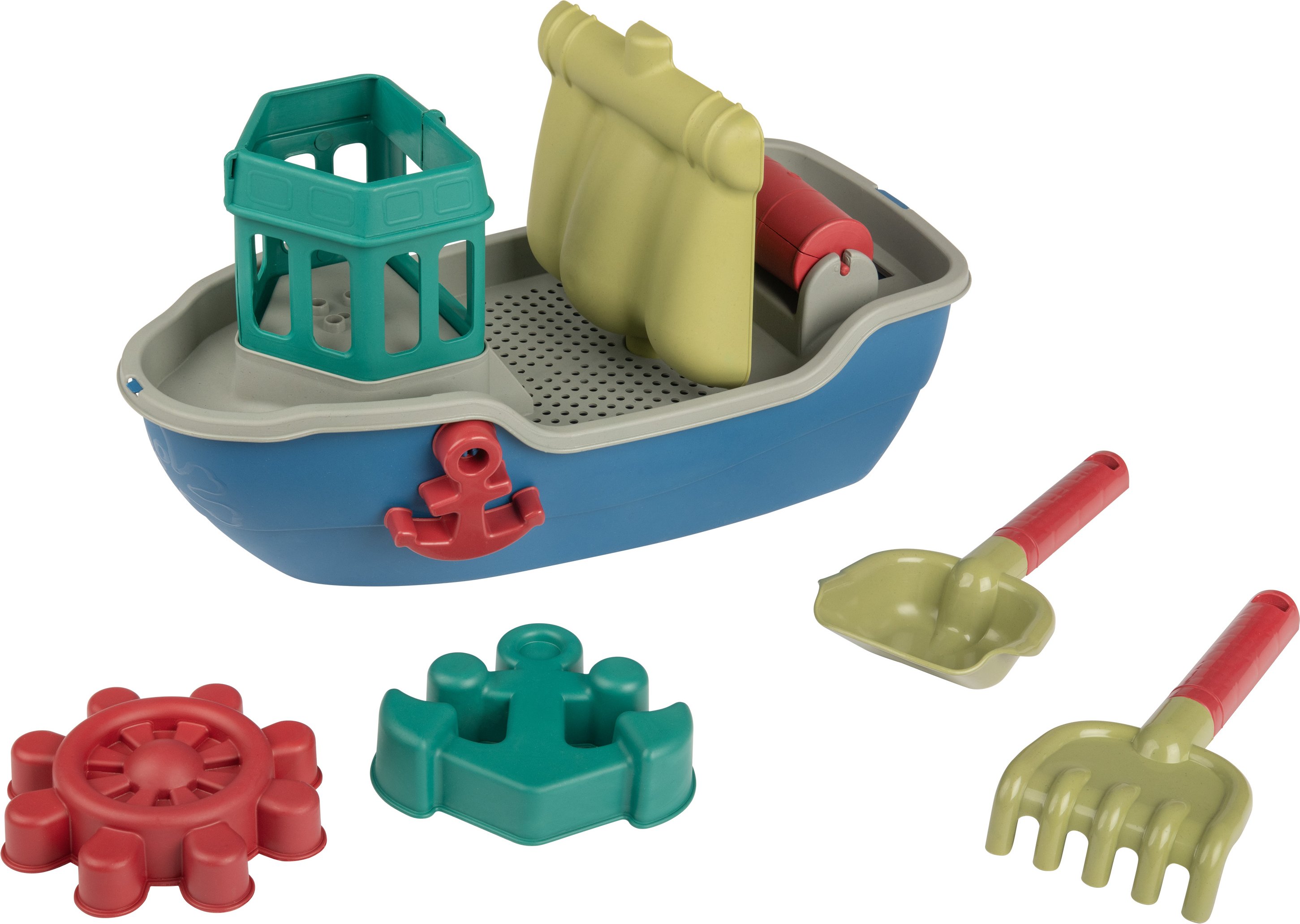 Playtive Nachhaltiges Sandspielzeug groß (Schiff mit Zubehör)