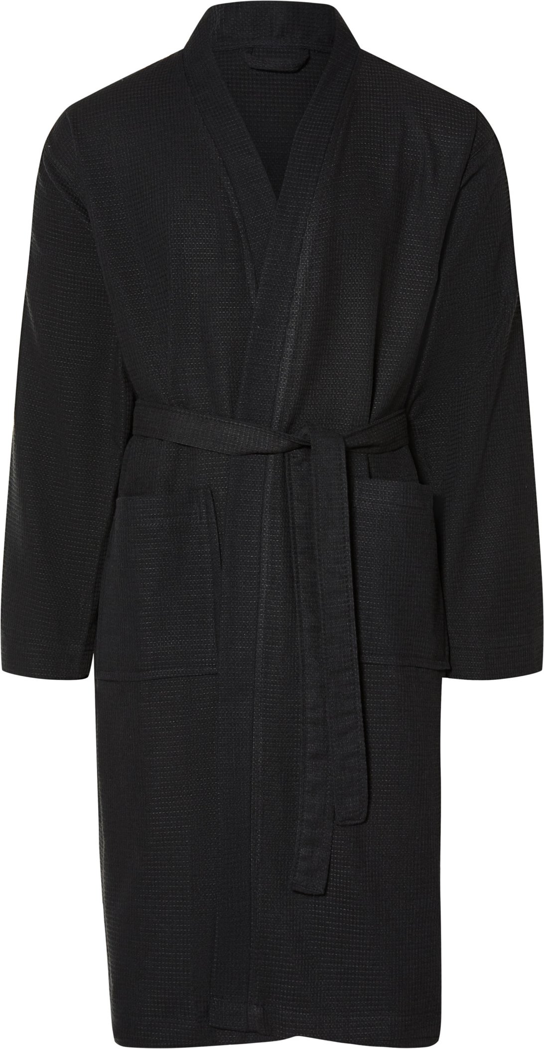 LIVARNO home Unisex Bademantel, mit modischer Waffelstruktur (Schwarz, M)