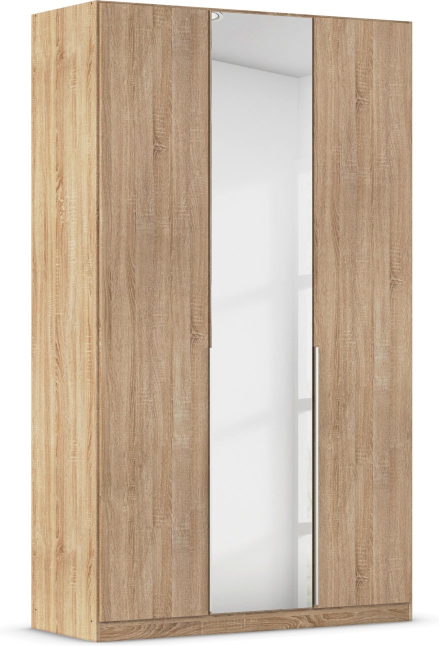 rauch ORANGE Drehtürenschrank Alabama mit Spiegel (Basic-Zubehör, Eiche Sonoma, Griffe Alufarben, 136 x 229 cm)