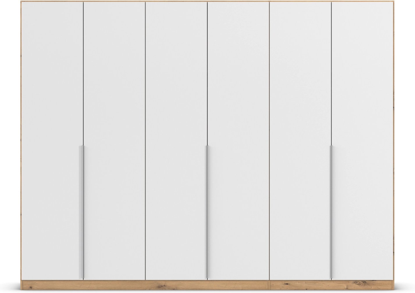 rauch ORANGE Drehtürenschrank Alabama (Basic-Zubehör, Weiß/Eiche Artisan, Griffe Alu, 271 x 210 cm)