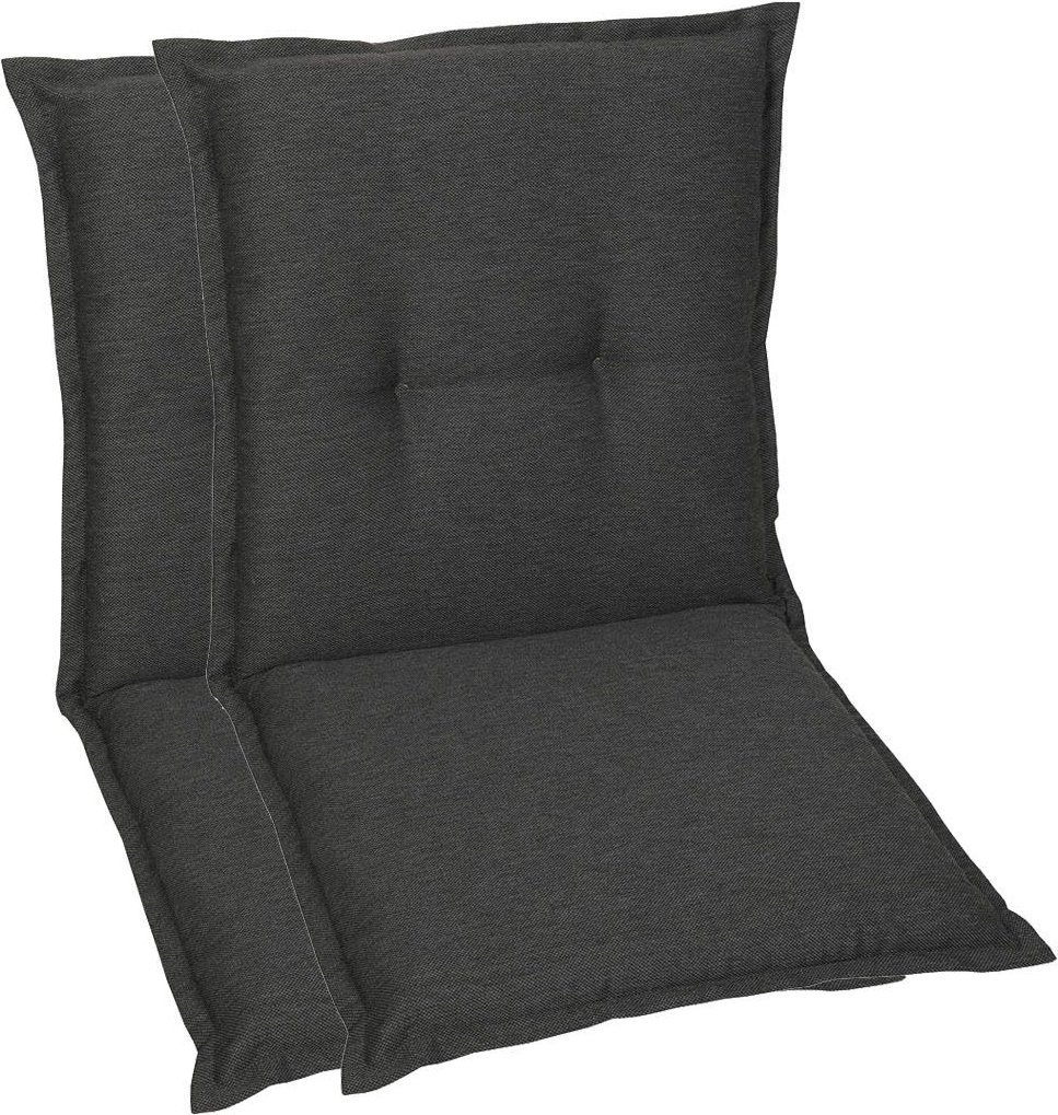 GO-DE Textil Gartenauflage Uni (2er Set Niederlehner, Anthrazit)