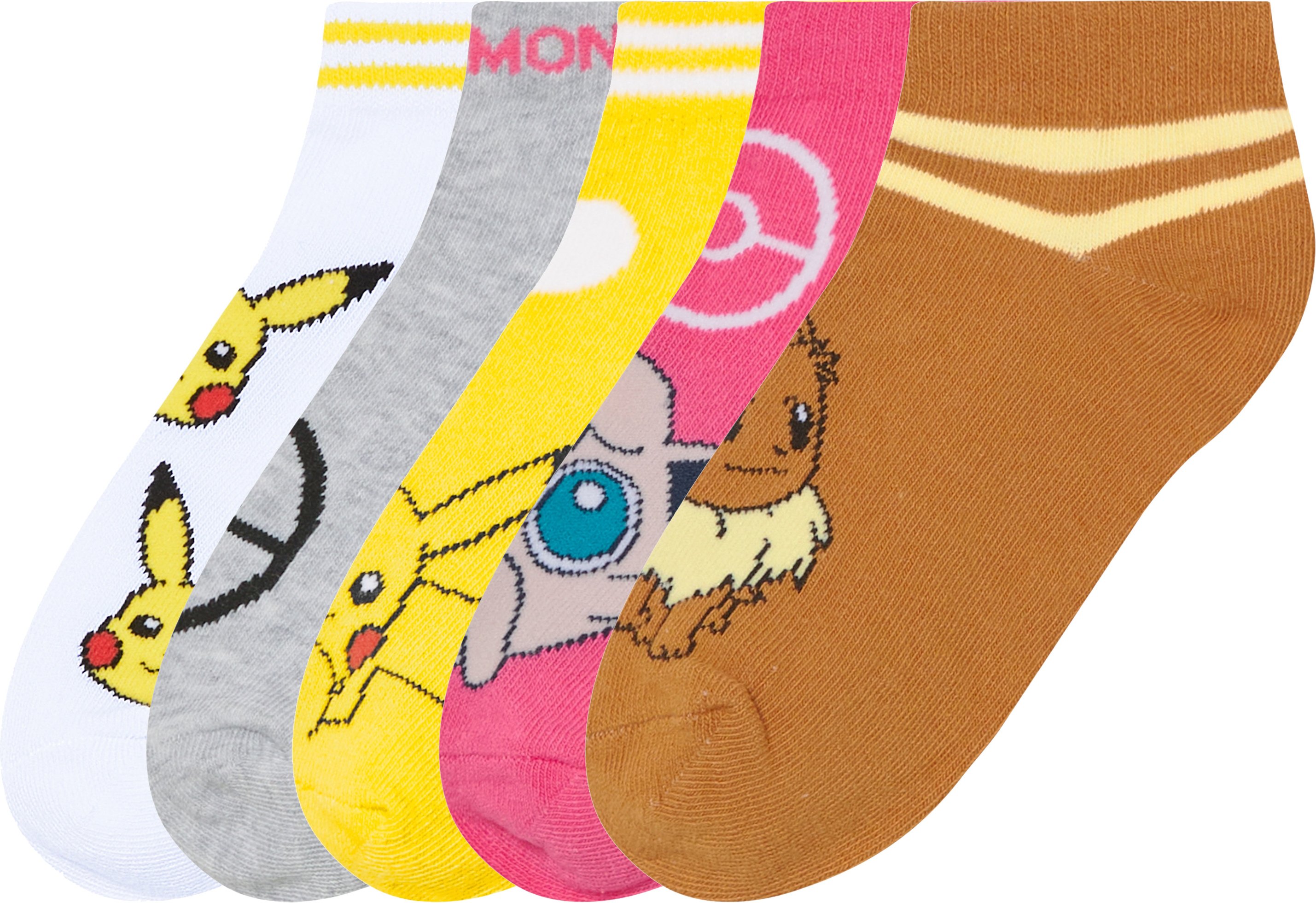 Kinder Mädchen Sneakersocken, 5 Stück (Pokemon, 31/34)