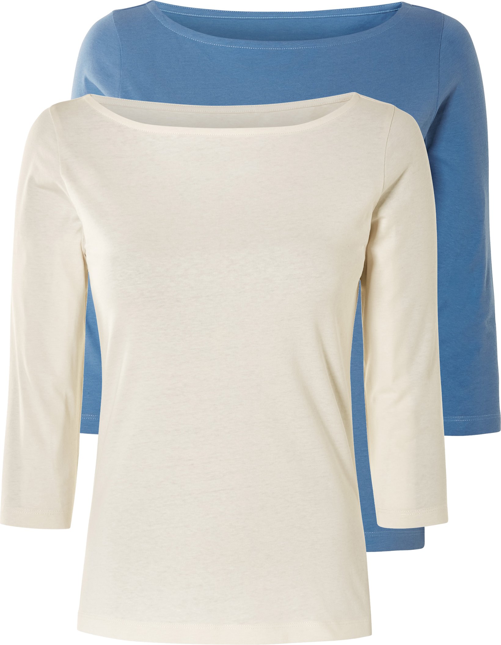 esmara® D Langarmshirt 3/4 Arm Basic 2er (blau/creme, L(44/46))