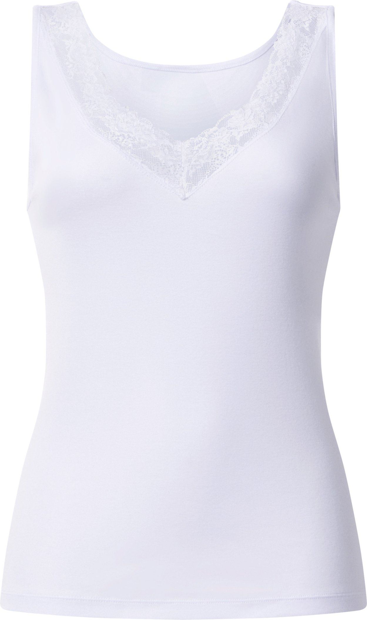 esmara® Damen Achselhemd mit Spitze (Weiß, L(44/46))