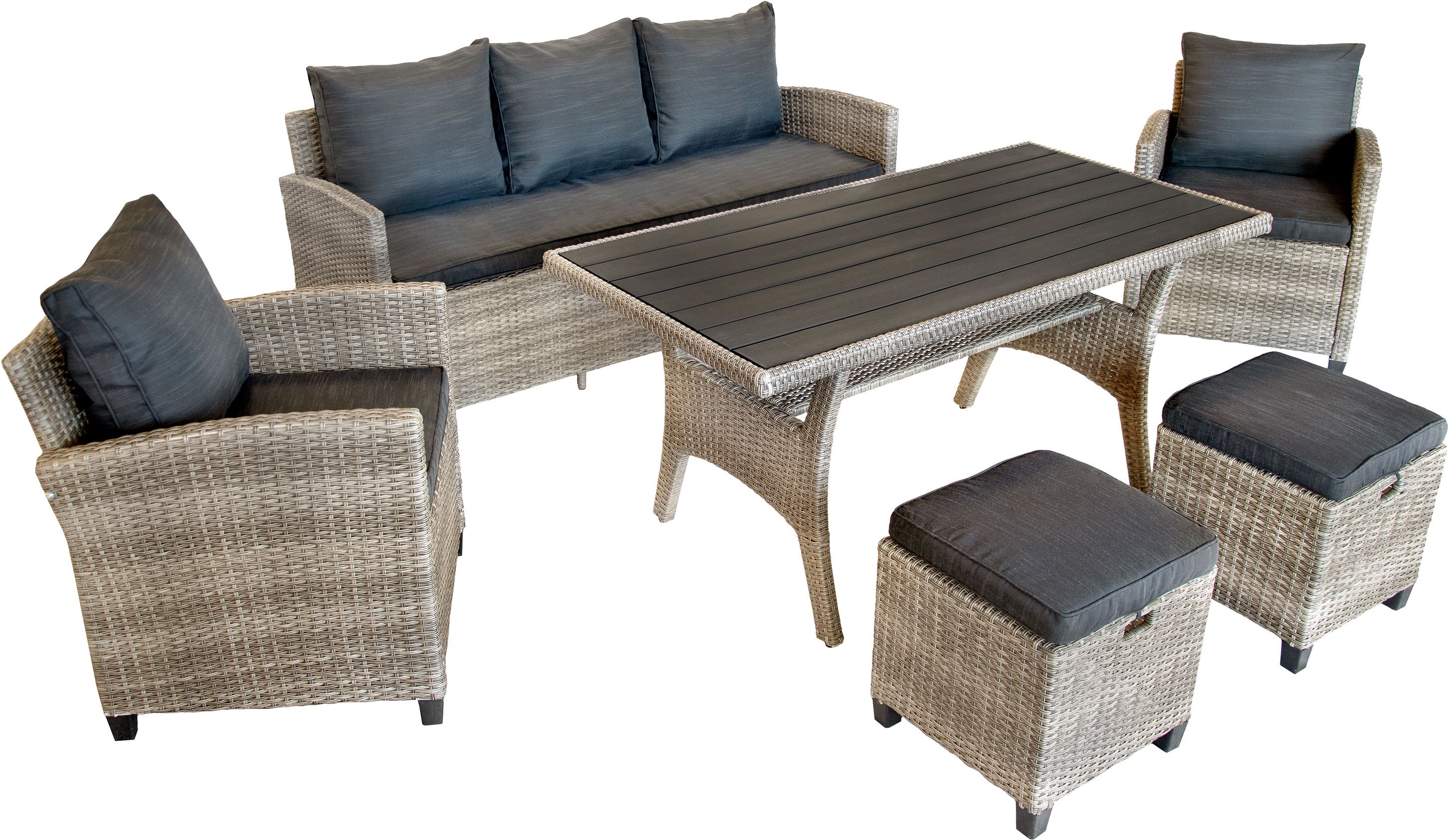 bellavista - Home & Garden® Dining-Lounge Prato (Sofa, 2 Sessel,, Grau)