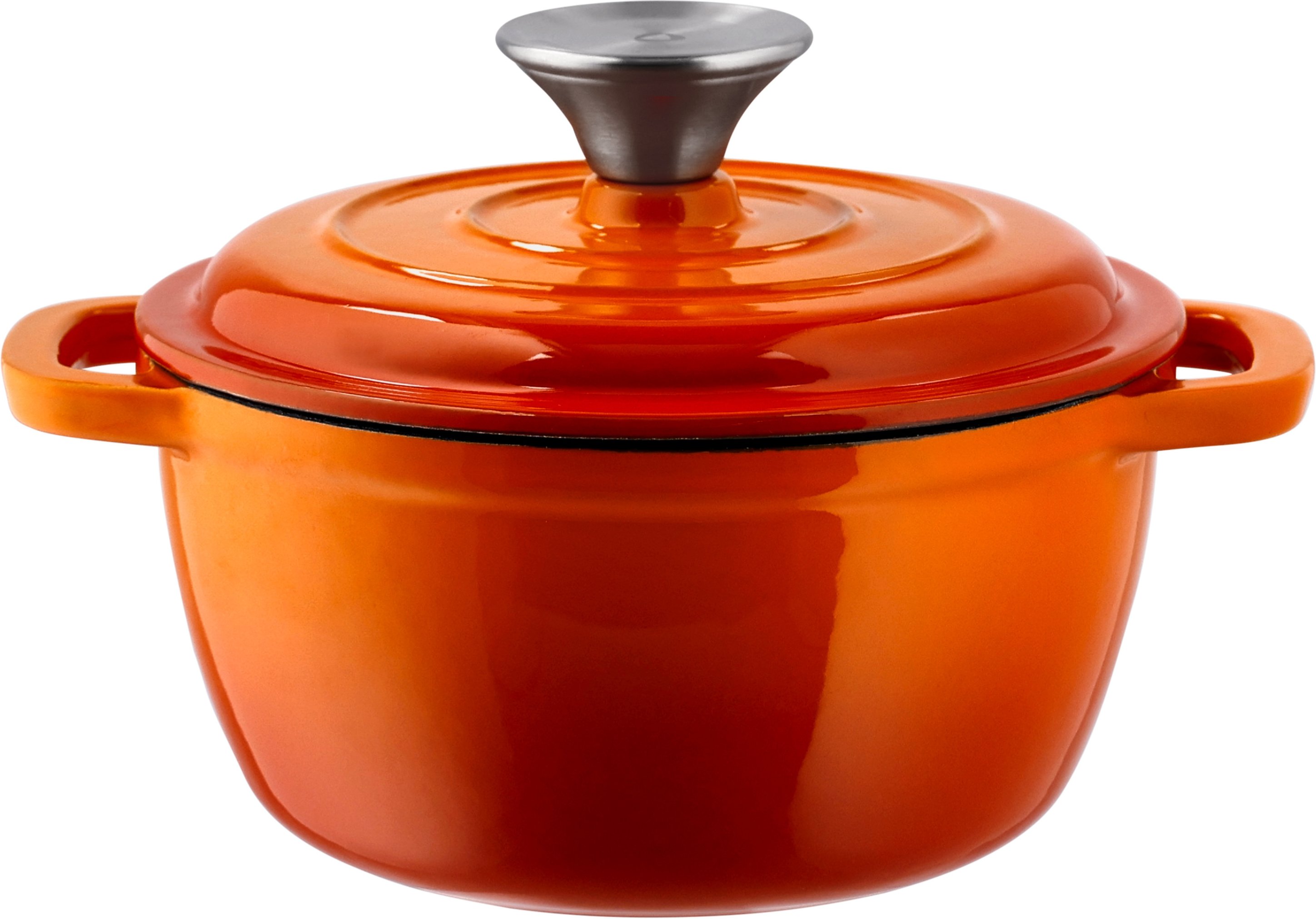 SILVERCREST® Premium-Gusseisentopf, mit Drop-System 16 cm / 1,3 Liter (orange)