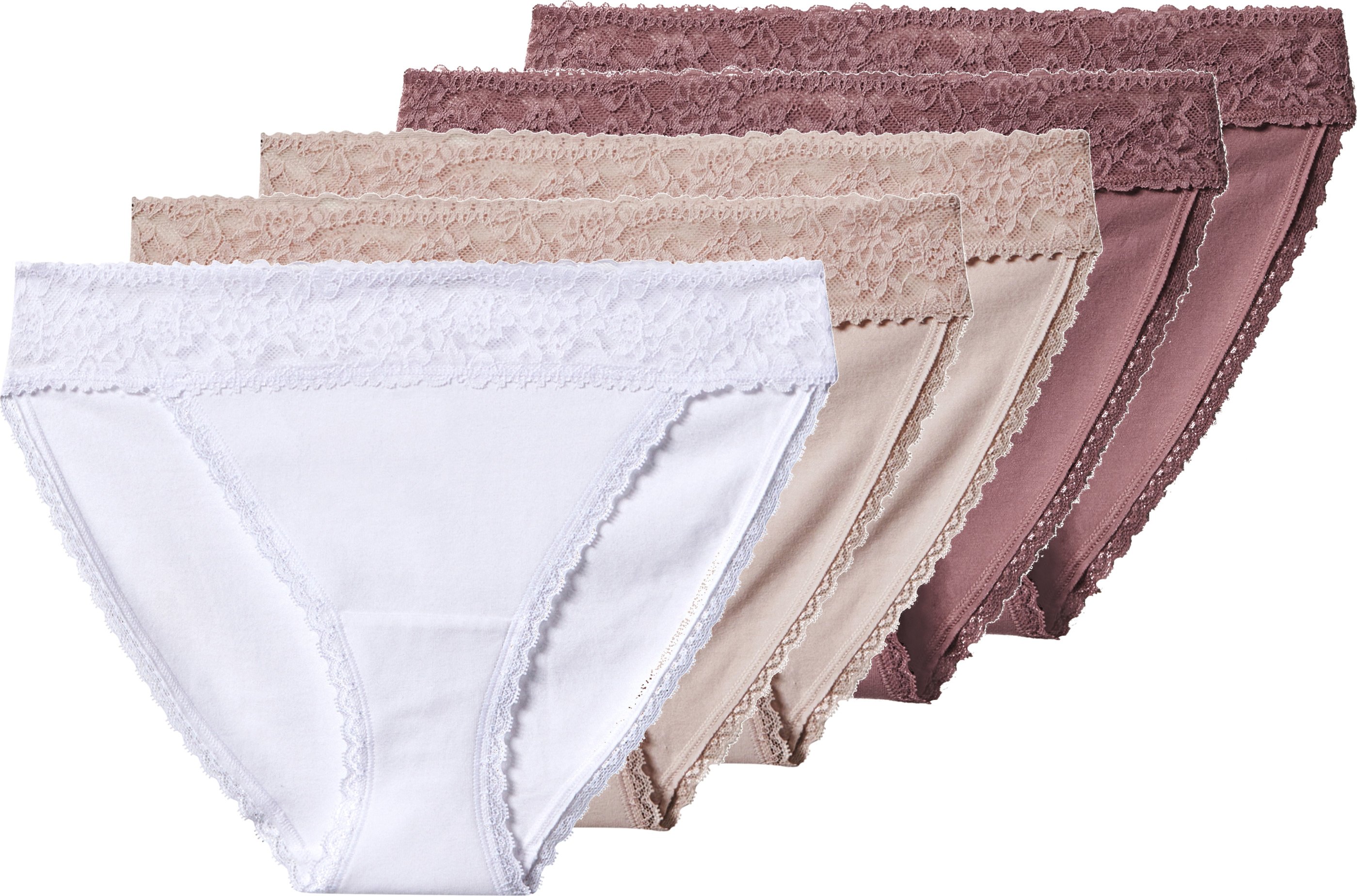 esmara® Damen Slips mit Spitze, 5 Stück (pink / rosa / weiß, M (40/42))