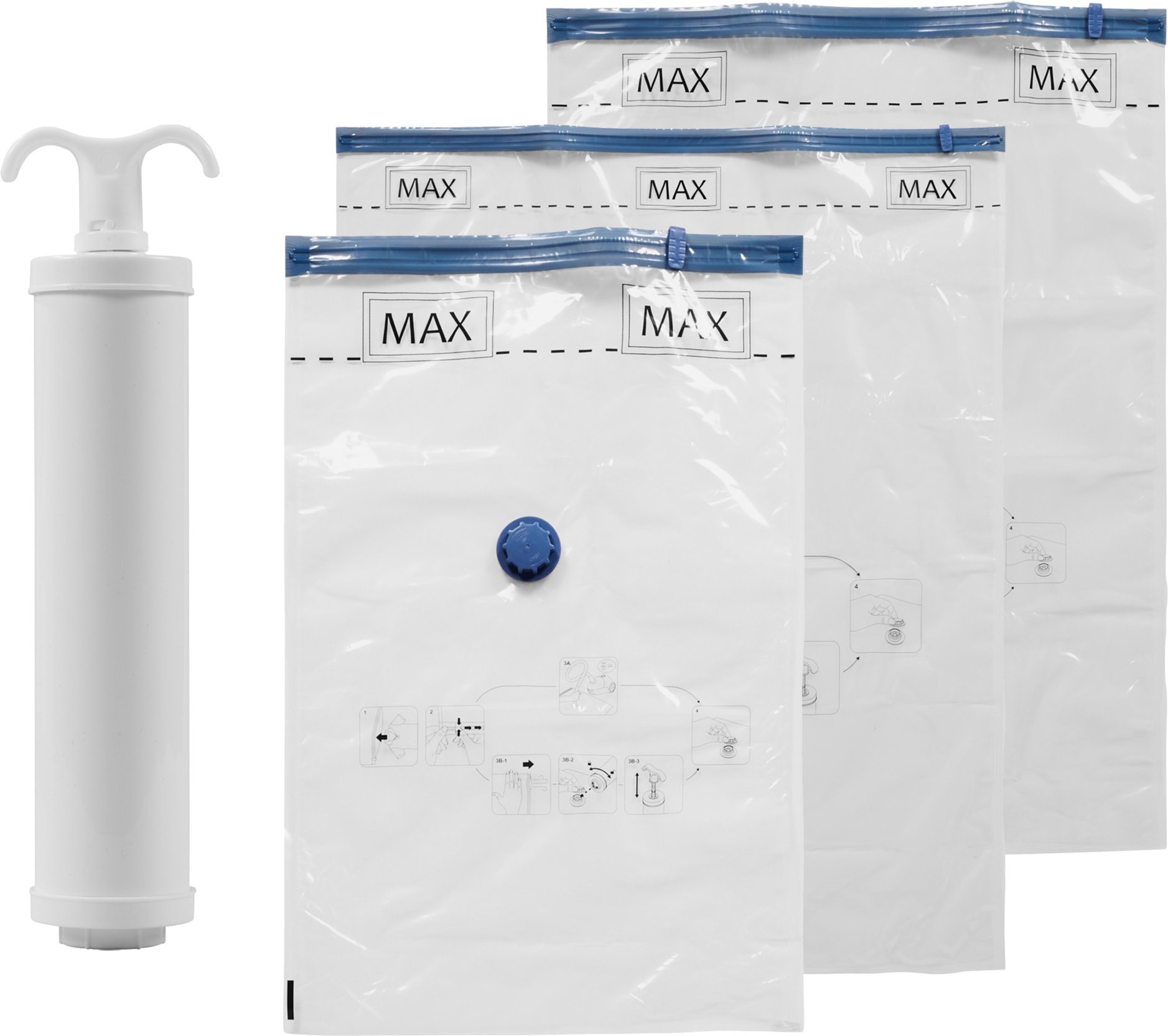 W5 Vakuum-Aufbewahrungsbeutel 10tlg (Reise-Set inkl. Pumpe 10tlg)