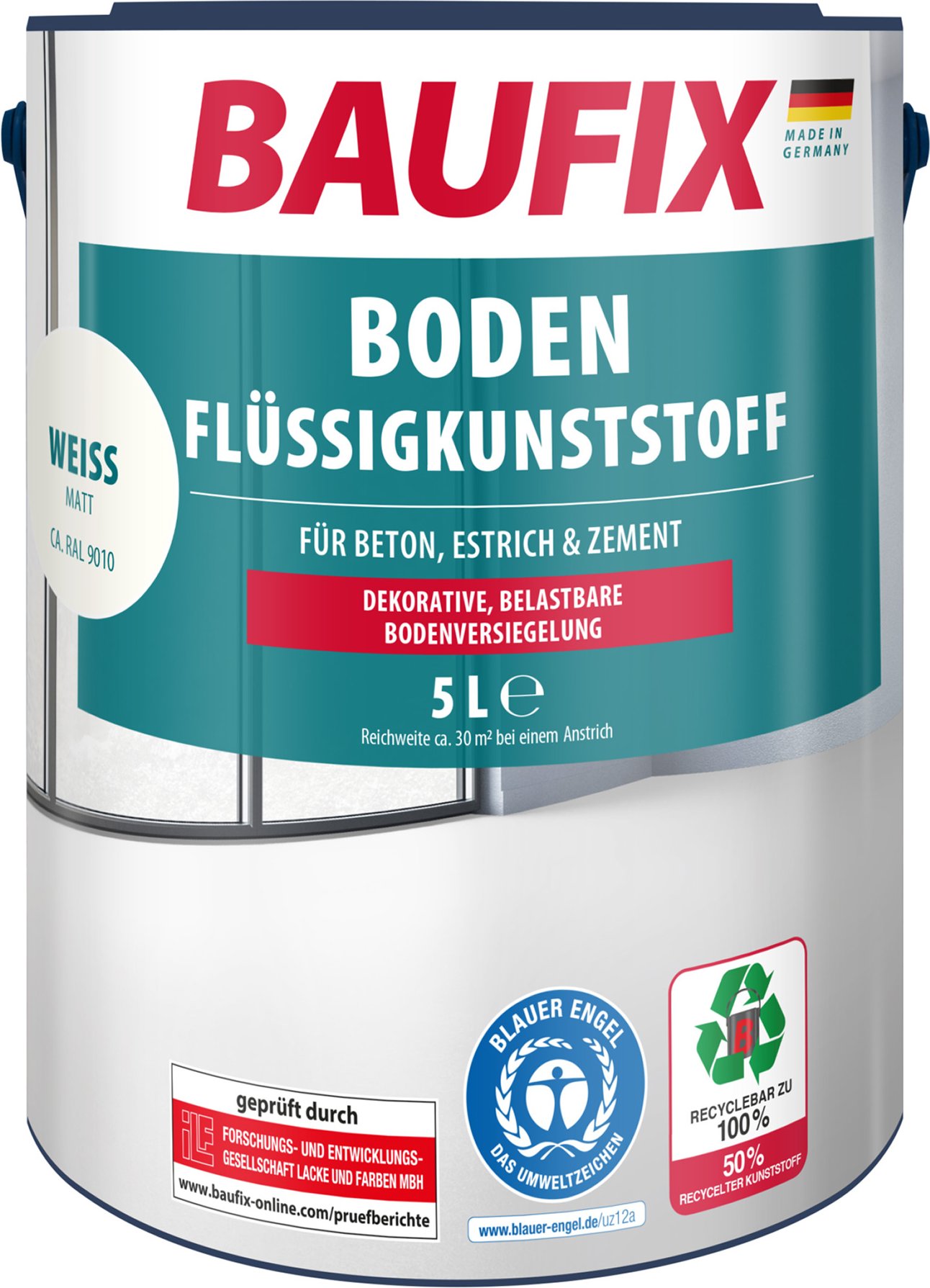BAUFIX Boden-Flüssigkunststoff, 5 Liter (Weiss matt)