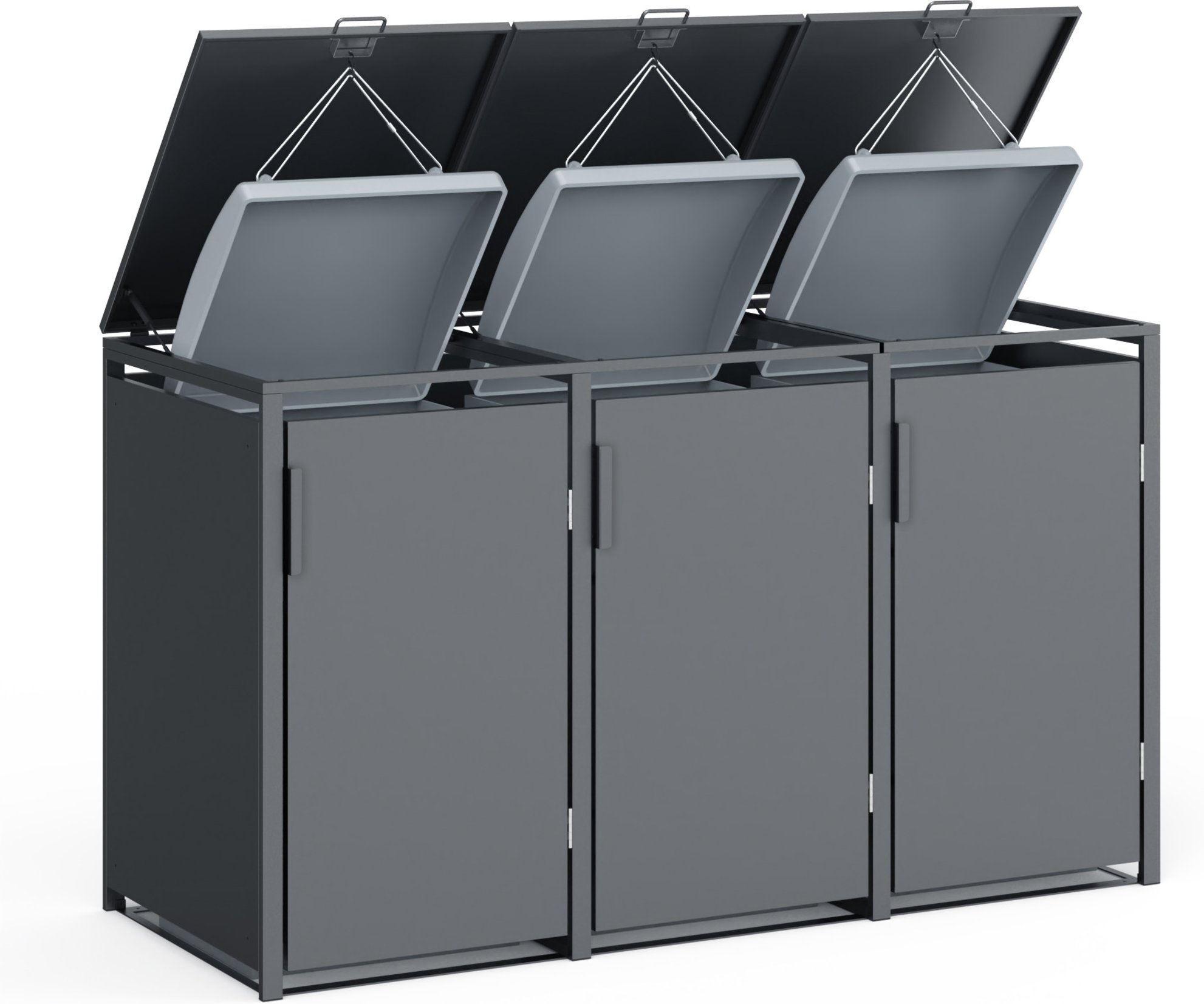 bellavista - Home & Garden® Mülltonnenbox (ca. 198,5 x 80 x 116 cm, 3er, Anthrazit)