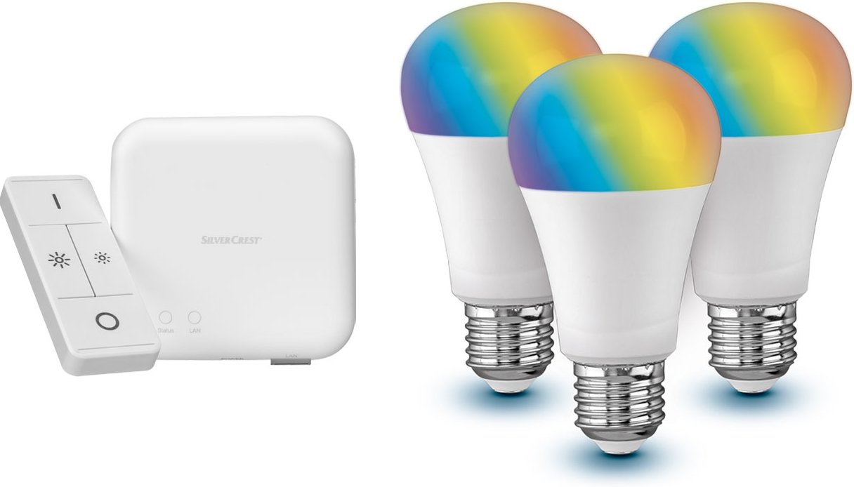 LIVARNO home Starter Kit Gateway + 3x Leuchtmittel Zigbee Smart Home