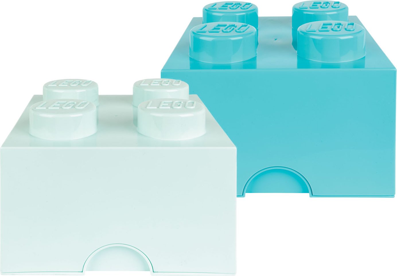 LEGO Aufbewahrungsbox stapelbar 2 x 4 Noppen (aqua light blue/medium azur)
