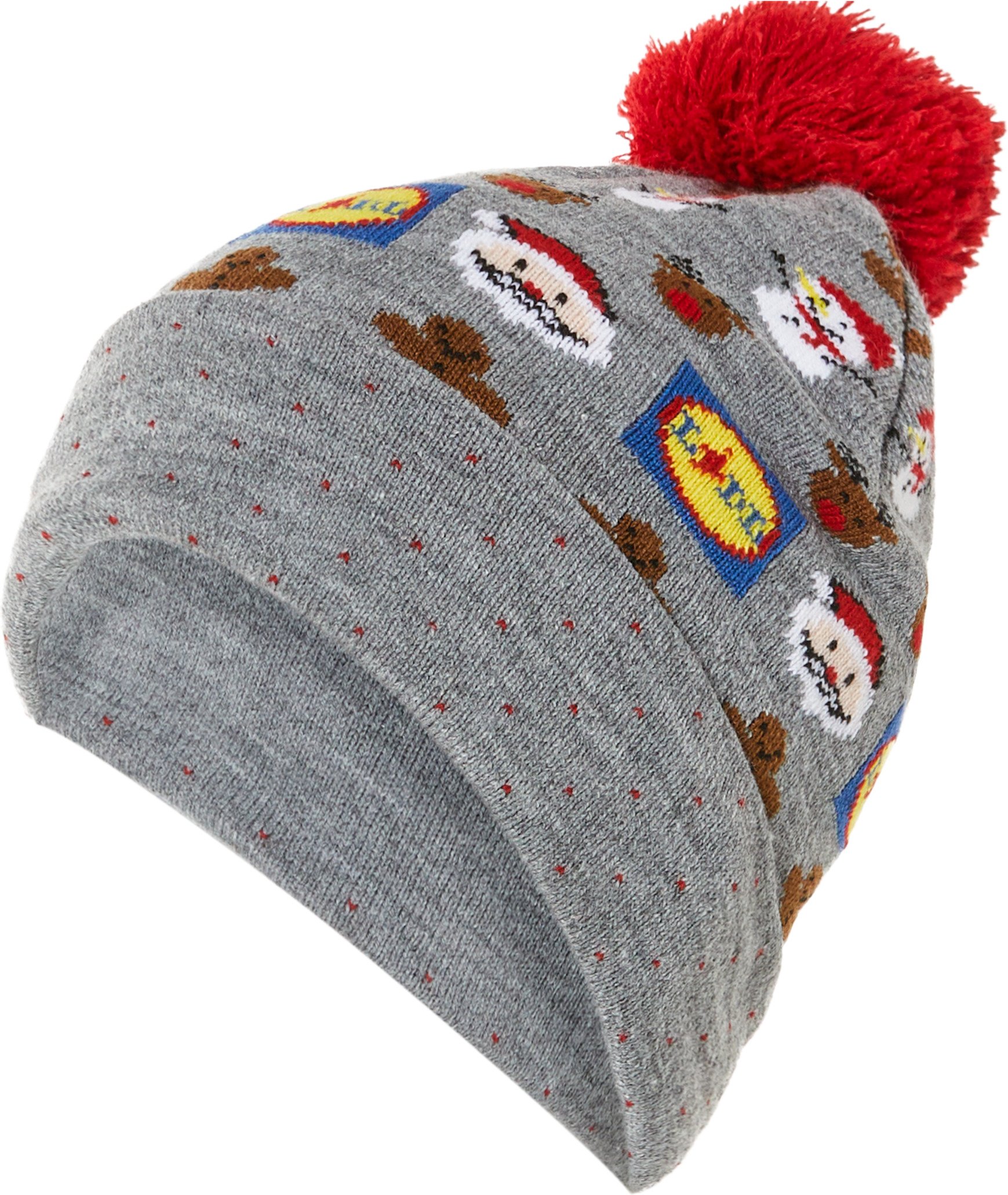 Damen Herren Mütze Strick LIDL Weihnachten (Grau)