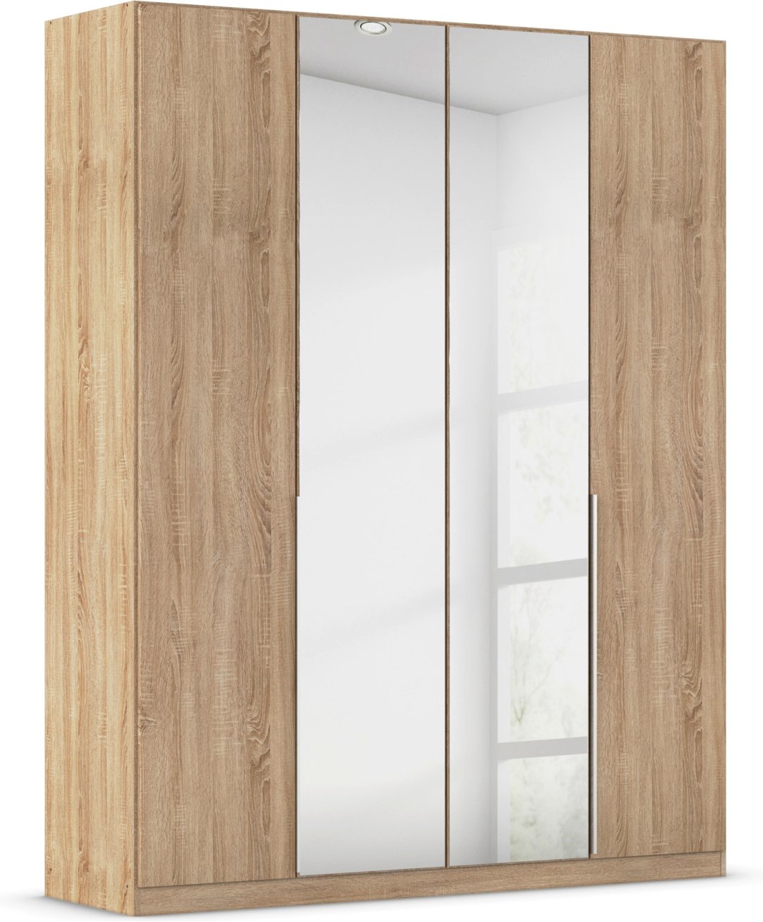 rauch ORANGE Drehtürenschrank Alabama mit Spiegel (Premium-Zubehör, Eiche Sonoma, Griffe Alufarben, 181 x 229 cm)