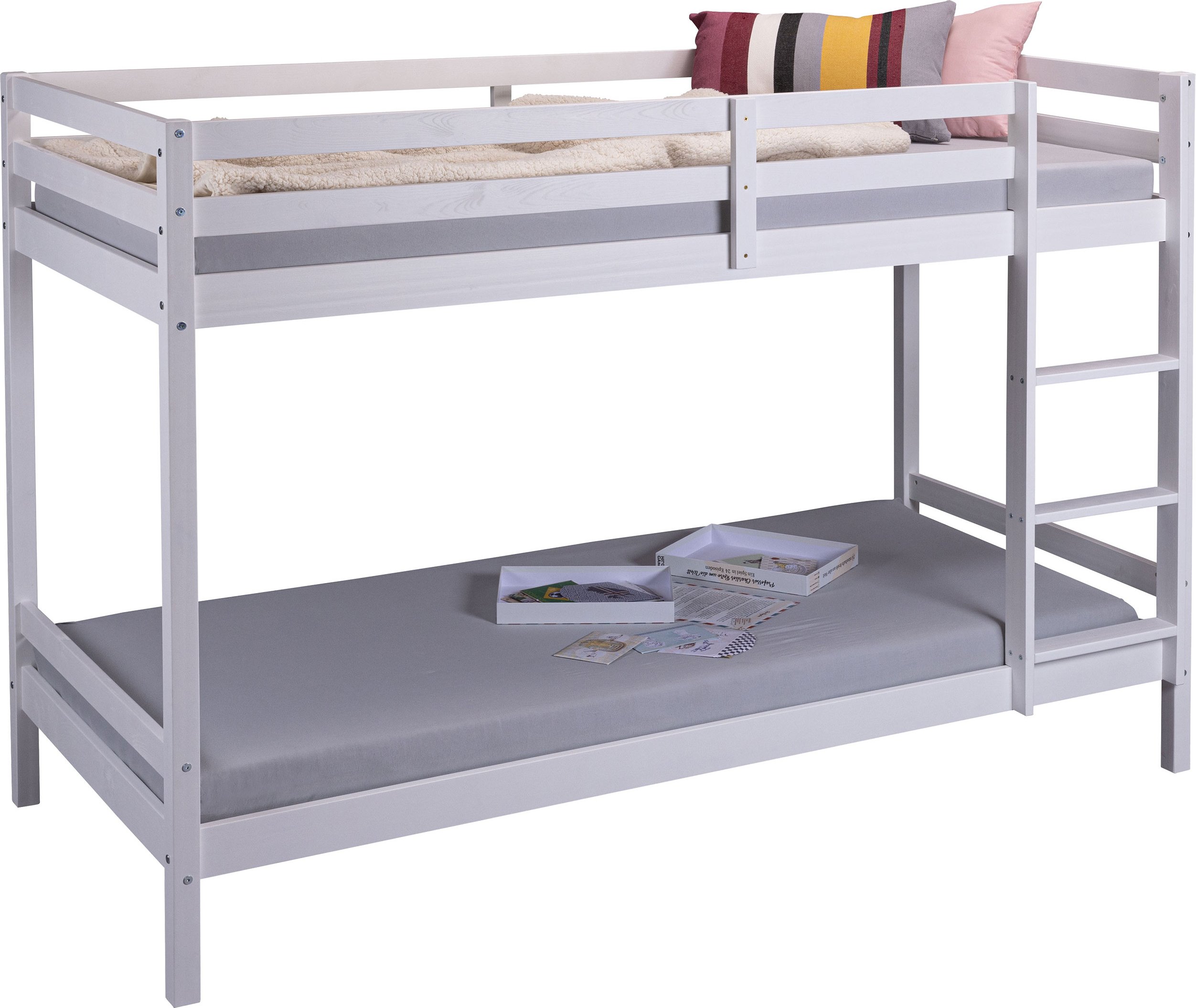 Inter Link Kinderbett Etagenbett Small Cloud/Sleepy Cloud Kiefer Massivholz weißlackiert (Etagenbett mit Leiter, 90 X 20...