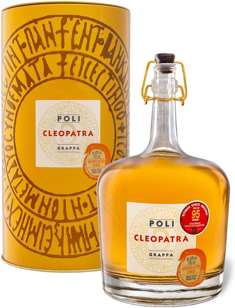 Poli Grappa Cleopatra Moscato Oro mit Geschenkbox 40% Vol