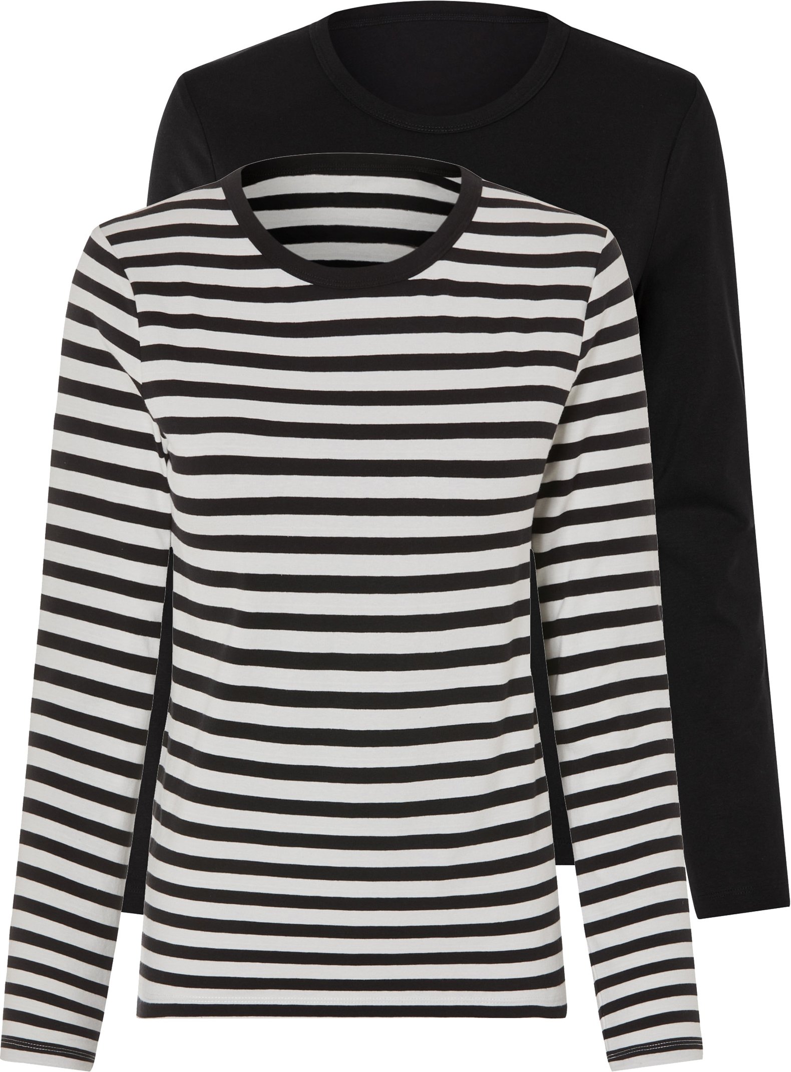Thumbnail - esmara® Damen Langarmshirt (Streifen/weiß/schwarz, S(36/38))