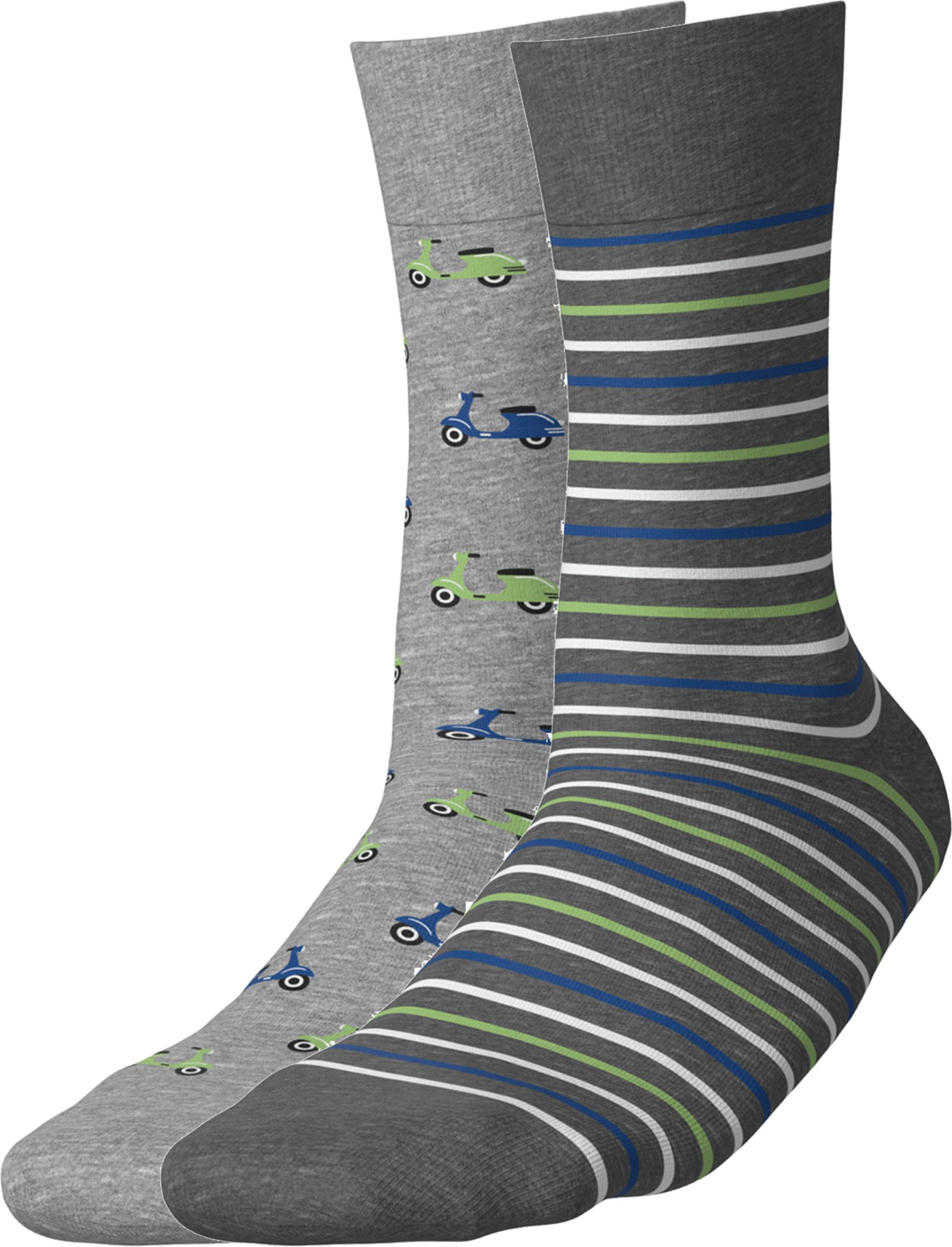 esmara® Damen Herren Socken bunt 2er (Autos/Streifen, 43-46)