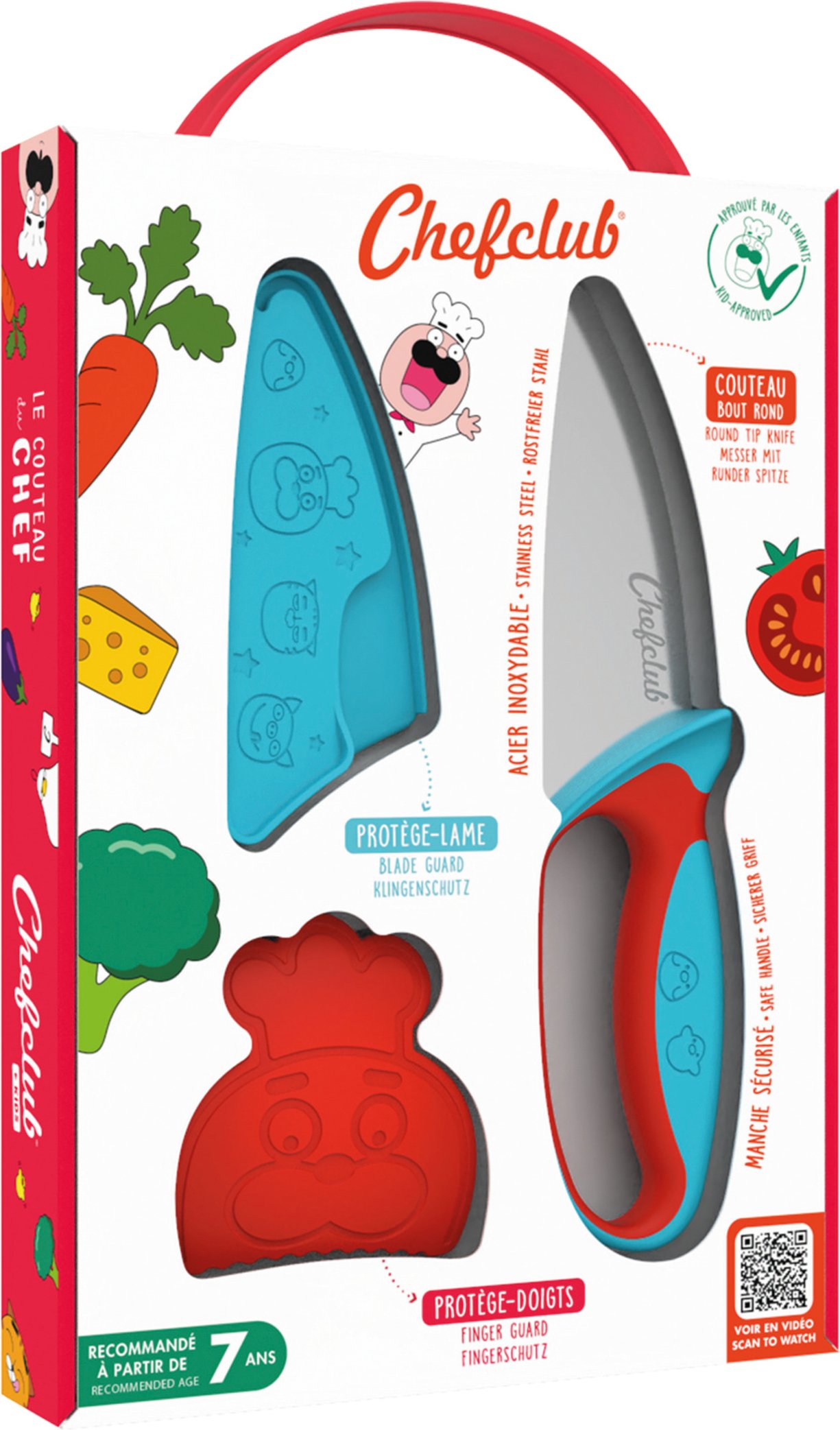 Chefclub Kinderkochen Messer für Kinder, Blau & Rot