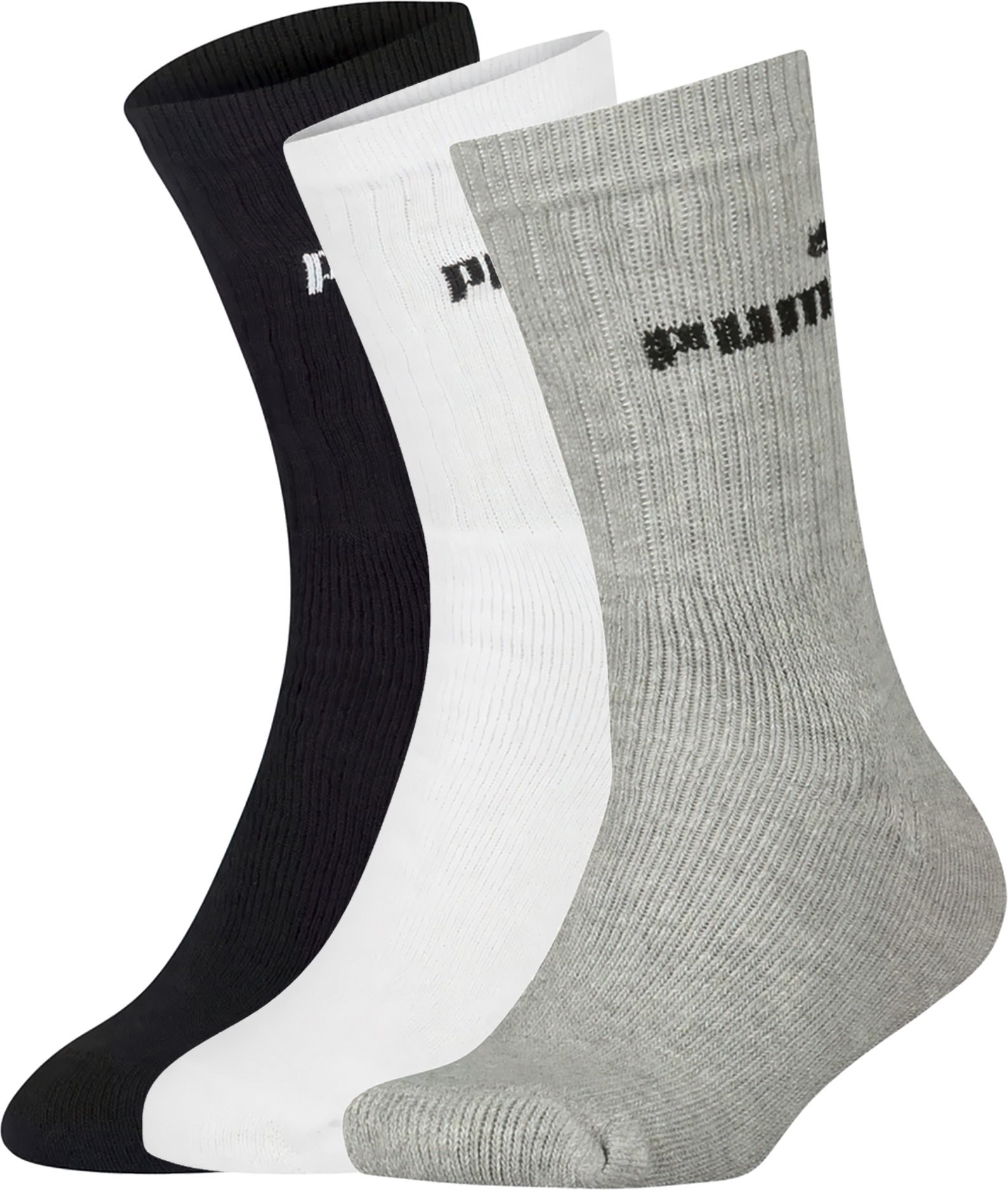 Puma Herren Socken 3 Paar (schwarz/grau/weiß, 35-38)""