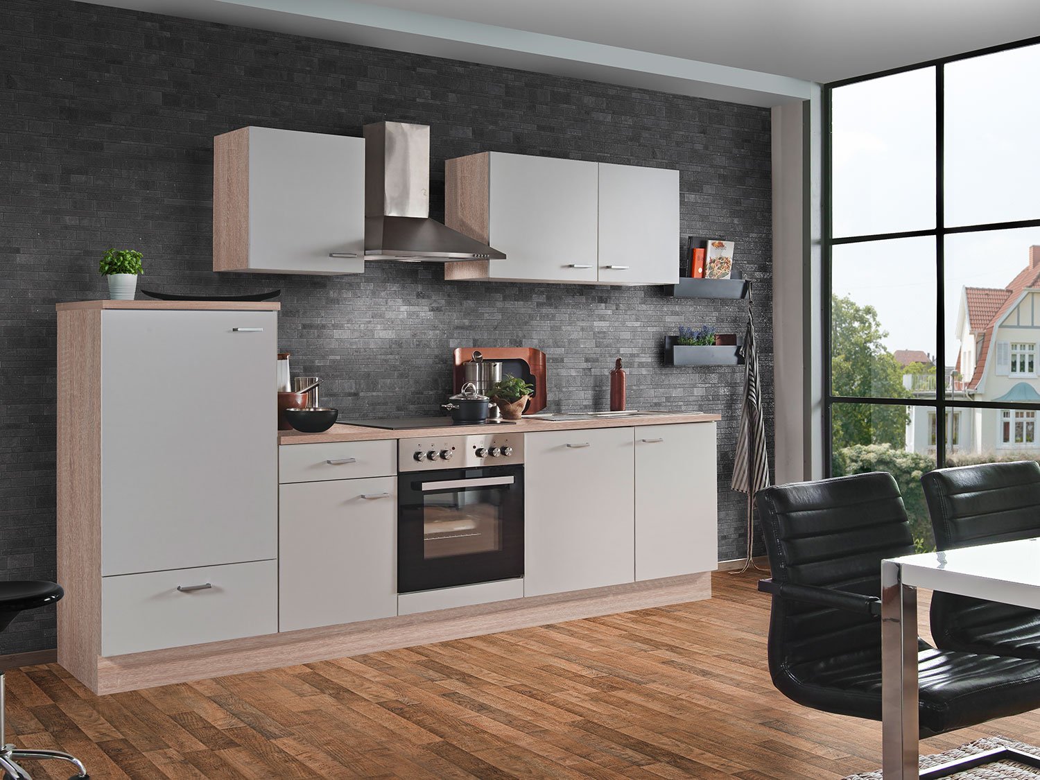 Menke Küchenblock Classic Leerblock 270/280/300/310cm (frei Bordsteinkante, Weiss, 280 cm)