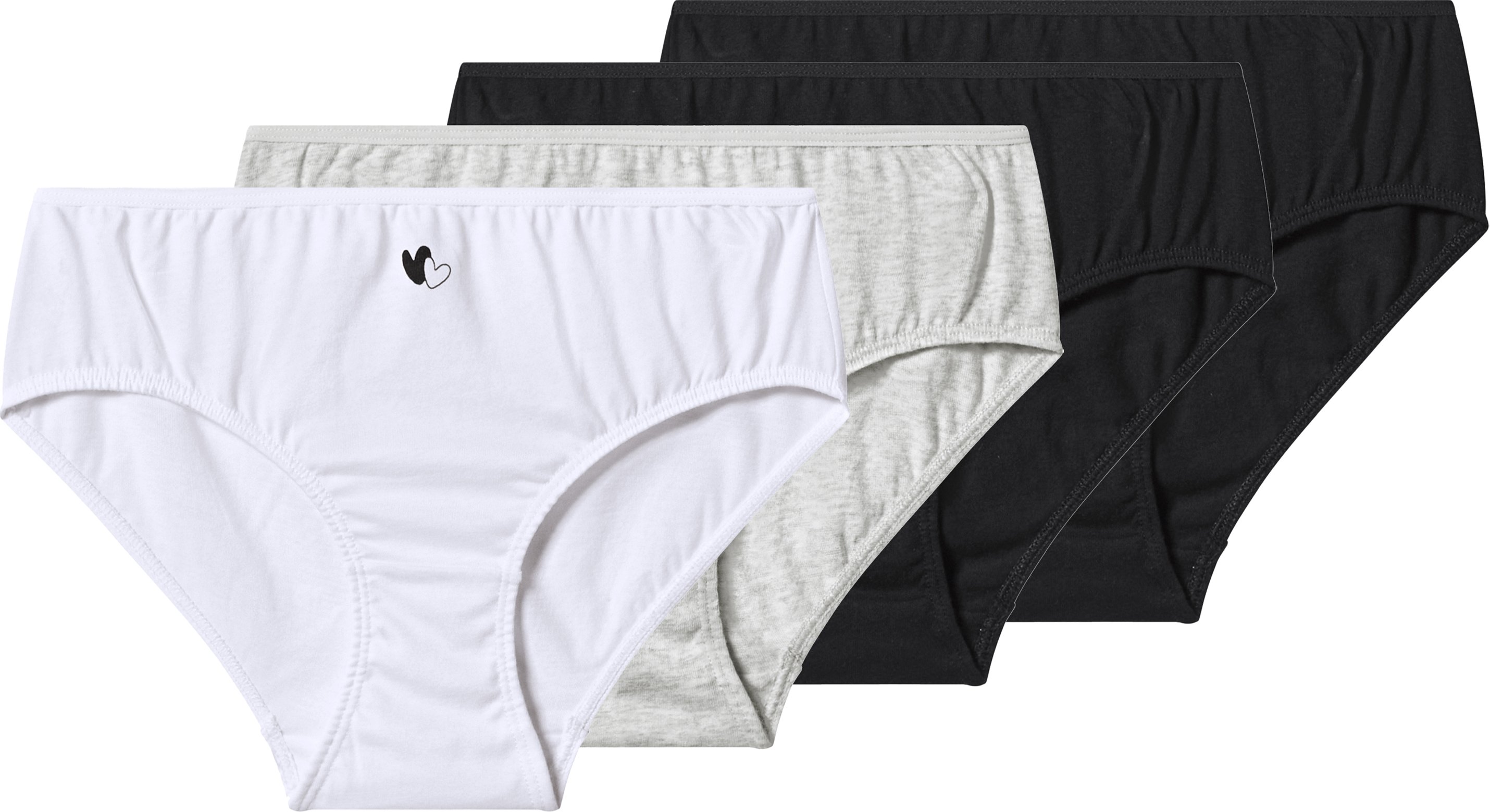 esmara® Kinder Mädchen Slips, 4 Stück (schwarz/grau, 158/164)
