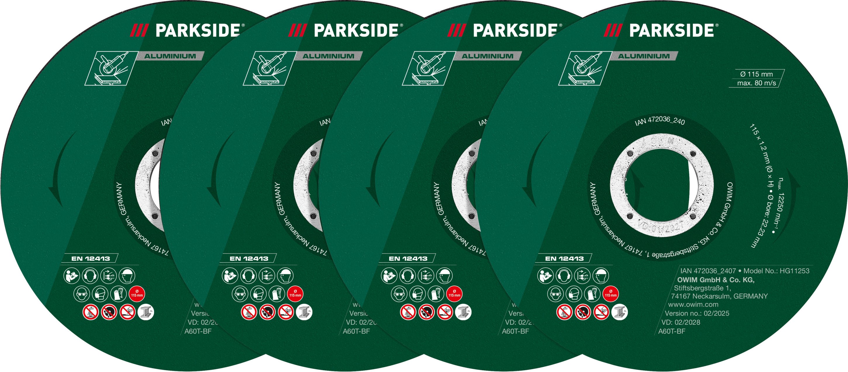 PARKSIDE® Winkelschleiferzubehör, 115 mm (Aluminium-Trennscheibe 4tlg.)