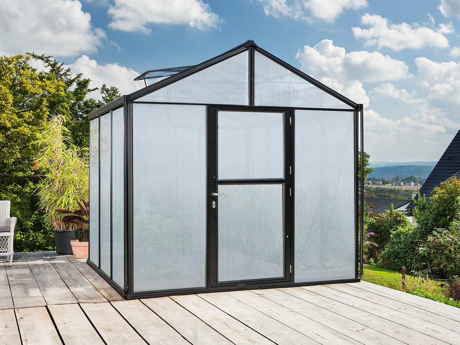 Vitavia Gartengewächshaus Zeus (HKP 10mm, Schwarz, 6,2 m²)
