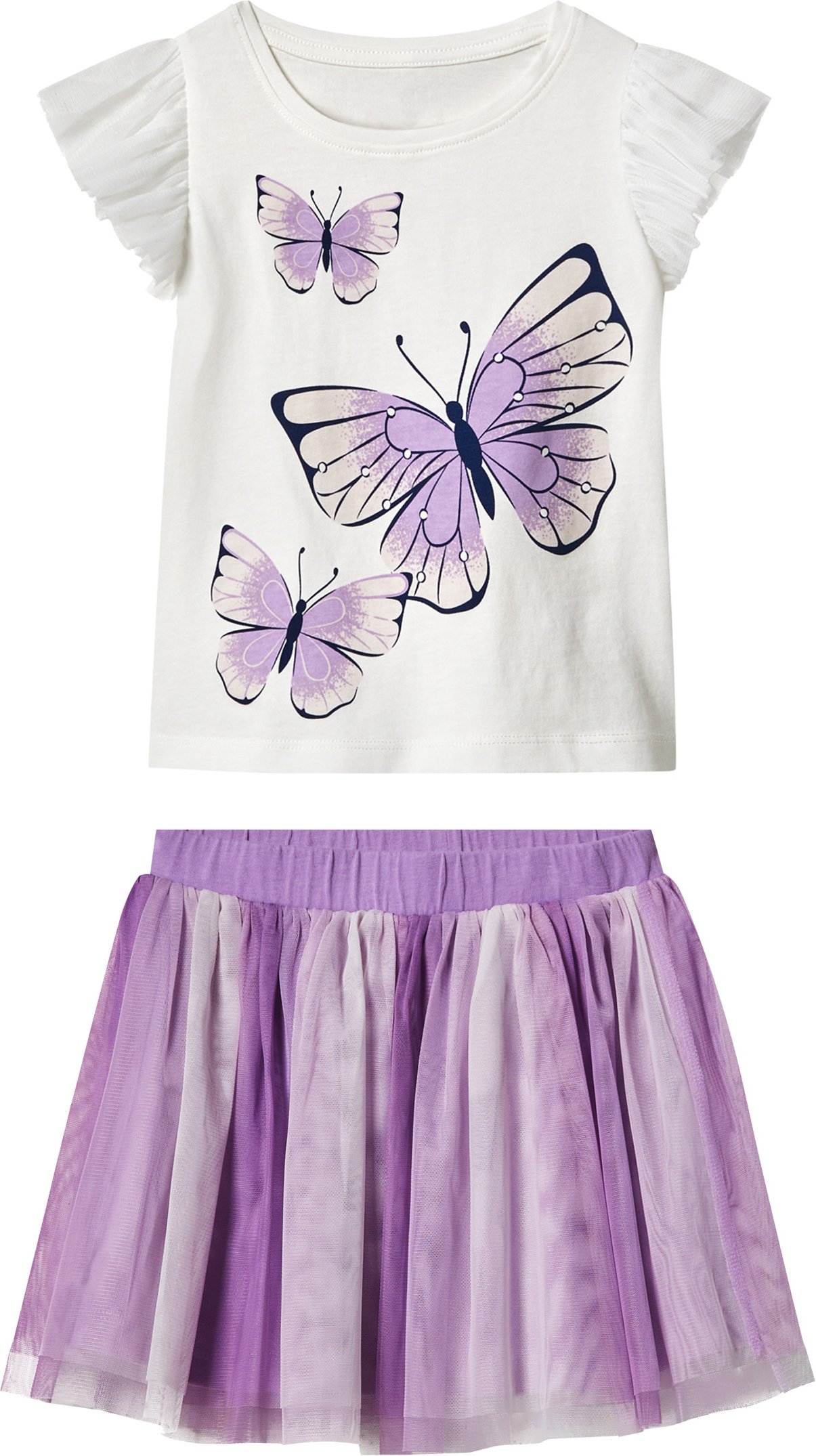 lupilu® Kleinkinder Mädchen Set 2tlg. (T-Shirt + Tüllrock) (weiß/lila, 98/104)