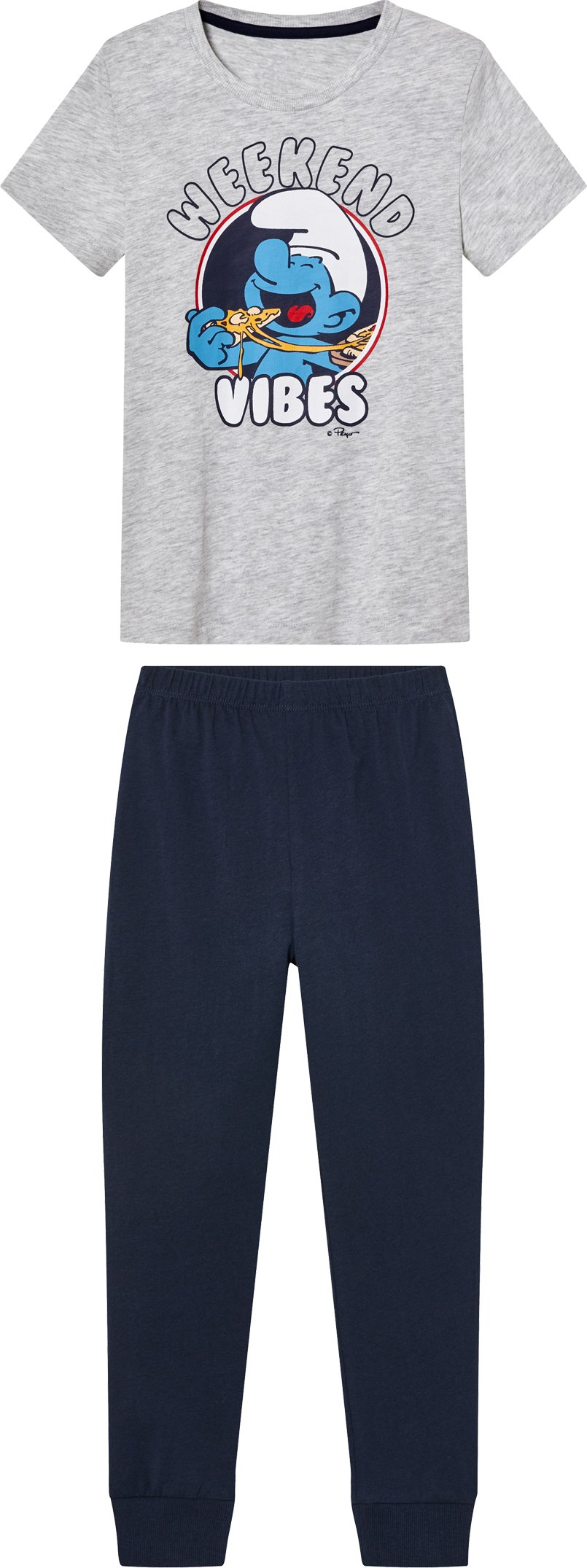Thumbnail - Kleinkinder Pyjama (grau/navy, 122/128)