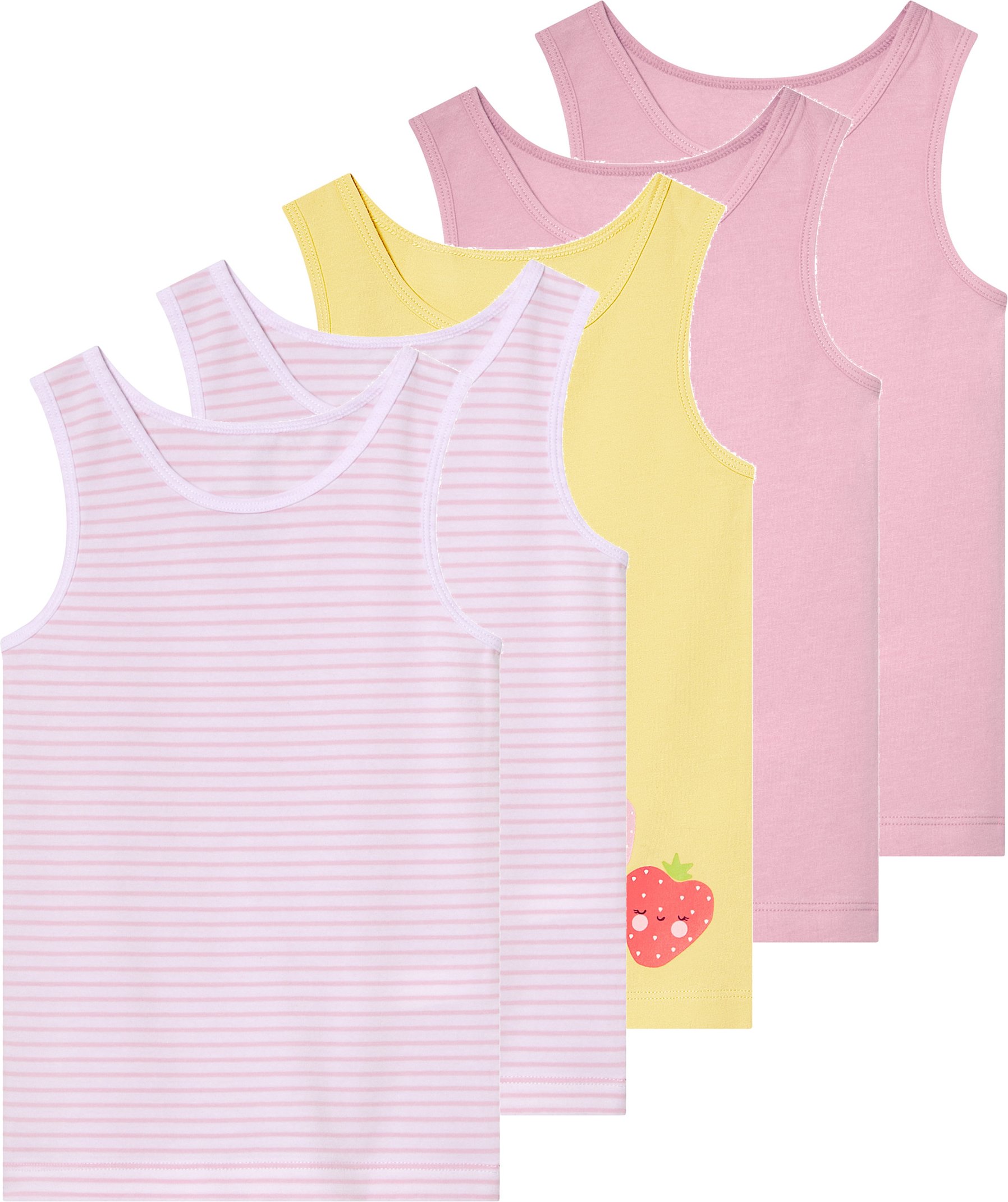 lupilu® Kleinkinder Mädchen Unterhemd, 5 Stück (rosa/gelb, 122/128)