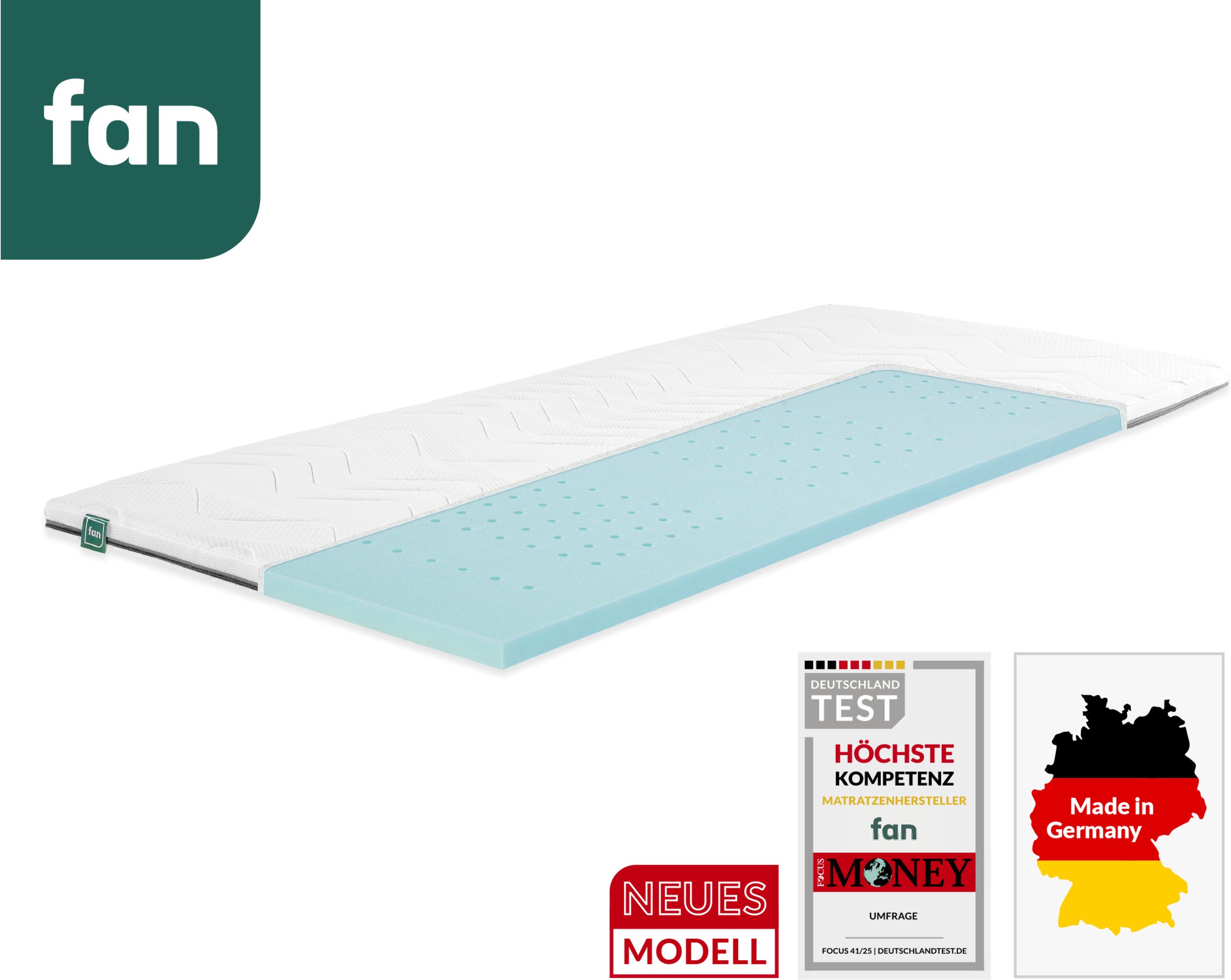 f.a.n. 7-Zonen-Hybridschaum-Topperauflage fan Flex Side Clima (H3, 100 x 200 cm)