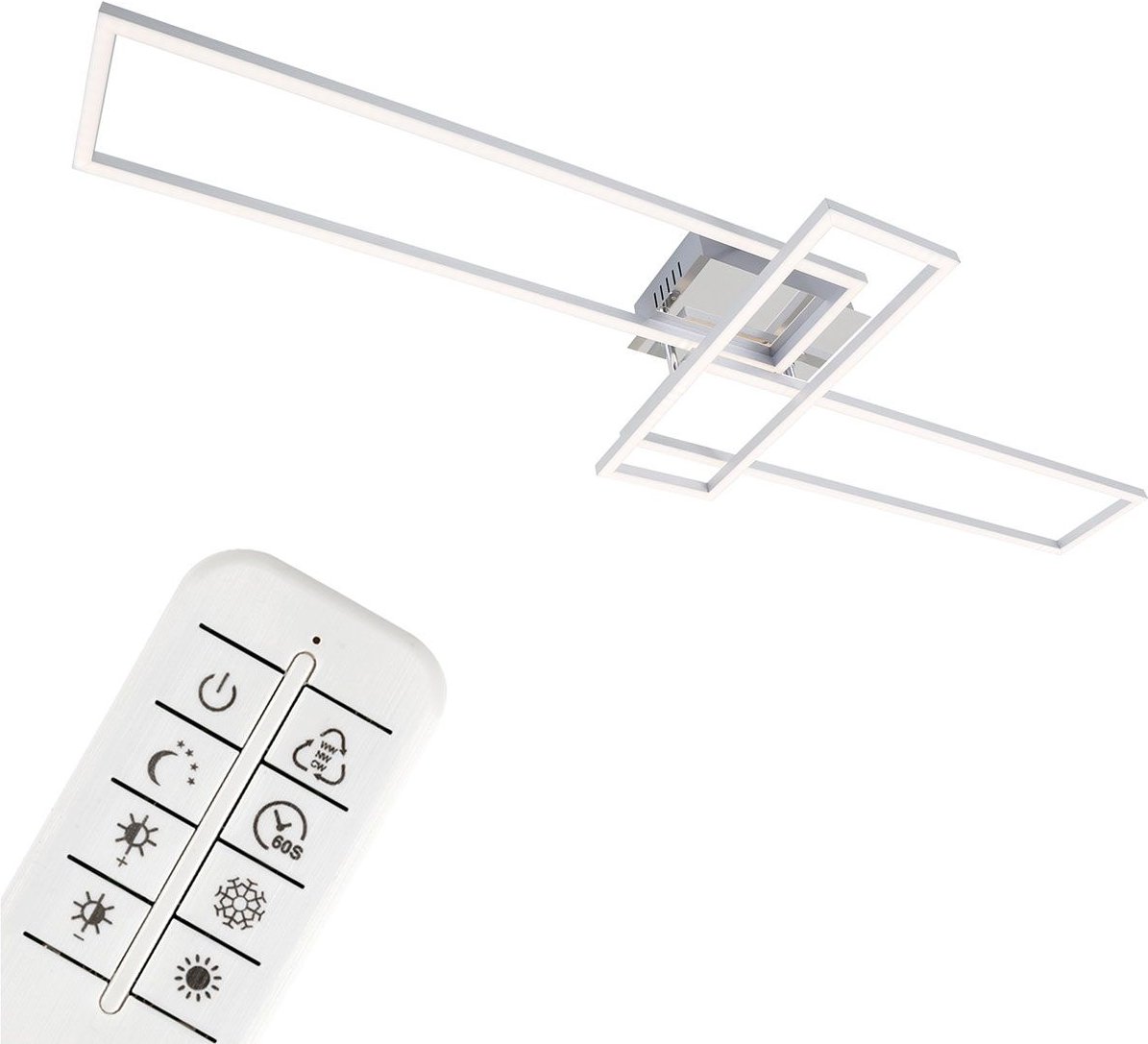 Briloner CCT LED Design Deckenleuchte, Lichttemperatur + Helligkeit regulierbar (3-fach rechteckig (chrom))