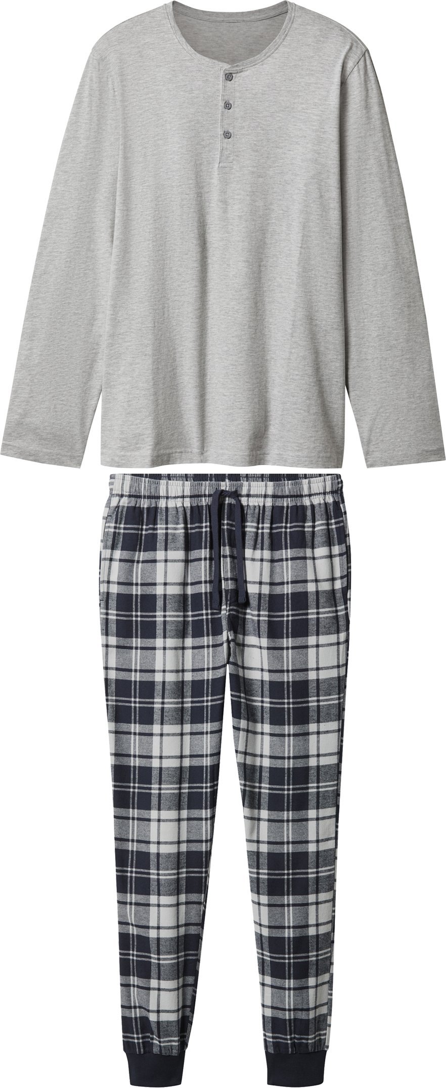 Thumbnail - esmara Men Herren Pyjama mit Hose aus Flanell (Grau, S (44/46))