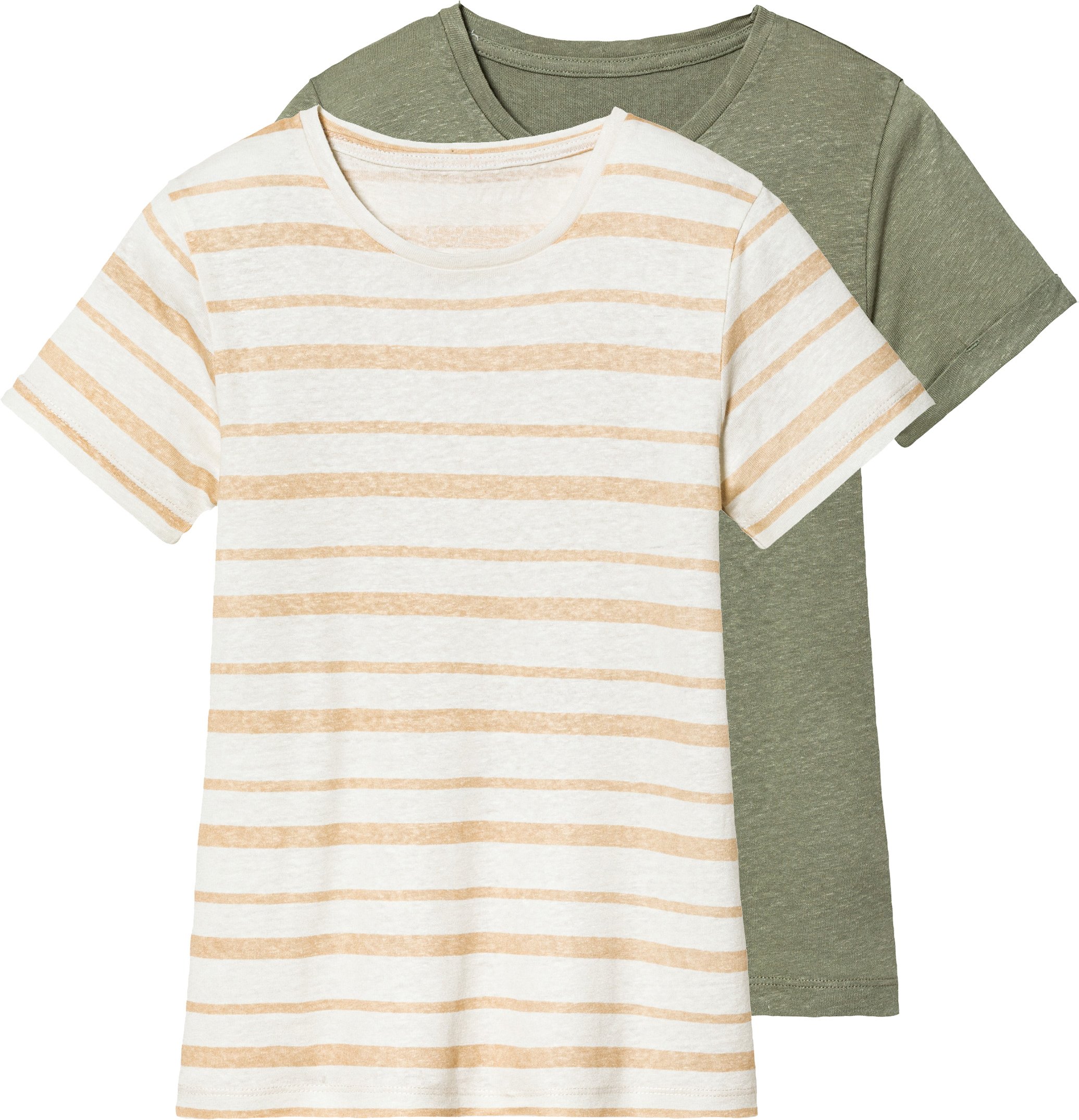 lupilu® Kleinkinder/Kinder T-Shirt, 2 Stück (110/116, khaki/weiß)