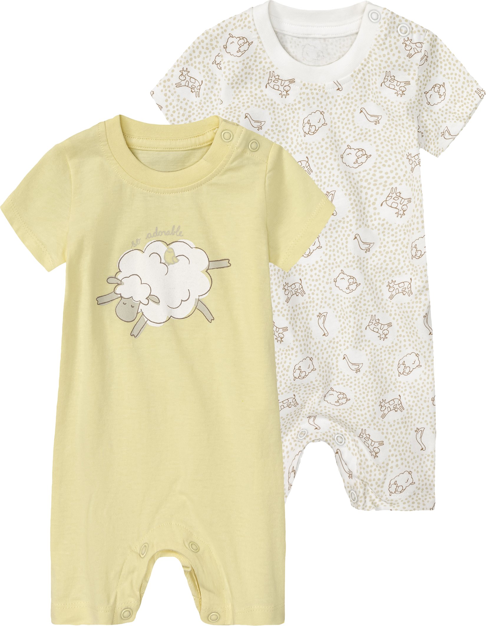 lupilu® Baby Pyjama, 2 Stück (beige/gelb, 56)