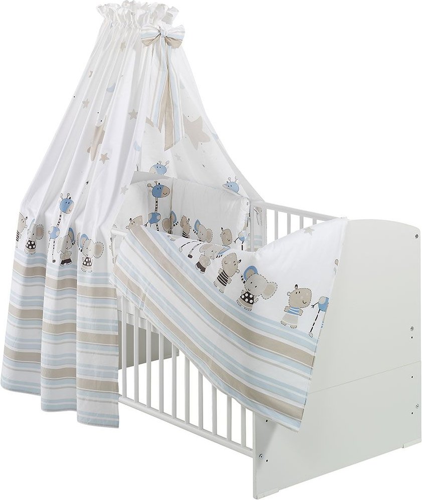 Schardt Kinderbett Classic-Line mit Textilset (Banjo blau, Weiß)