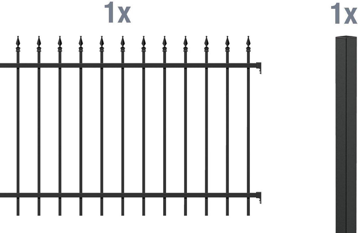 ALBERTS Zaun-Anbauset Chaussee, zum Einbetonieren (matt-schwarz, 120 cm)