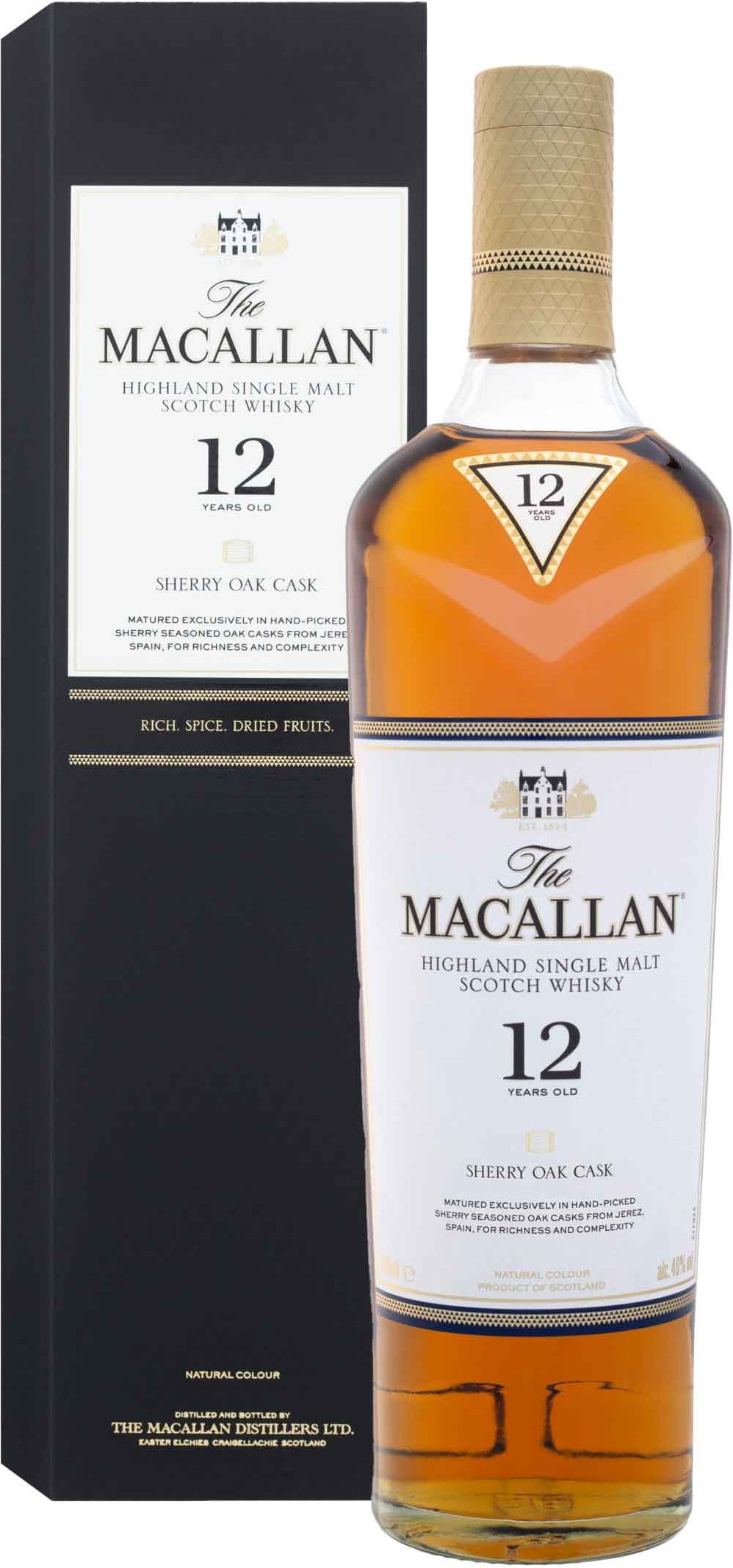 The Macallan Highland Single Malt Scotch Whisky Sherry Oak Cask 12 Jahre 40% Vol