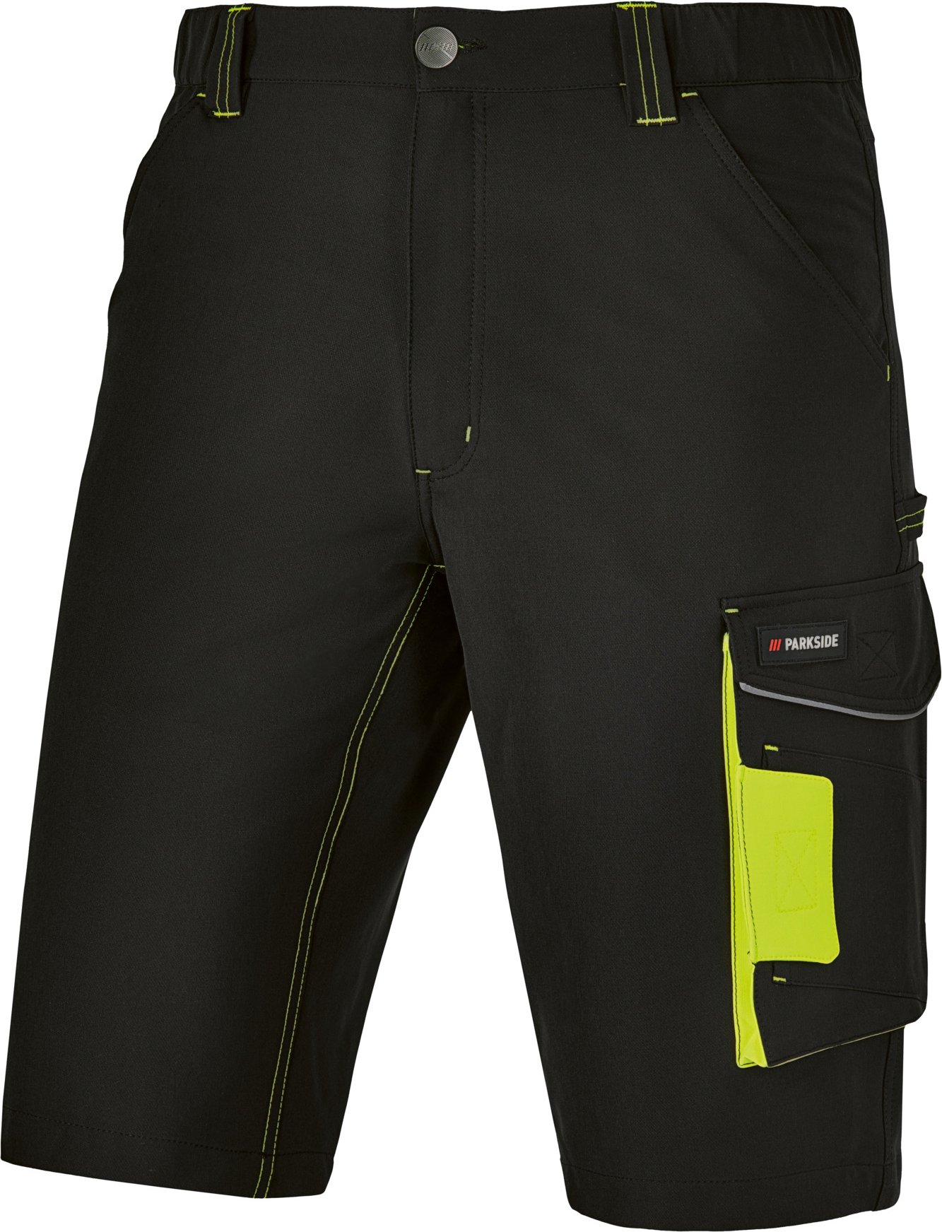 Thumbnail - PARKSIDE® Herren Arbeitsbermudas Stretch, wasserabweisendes Obermaterial (schwarz/gelb, 46)