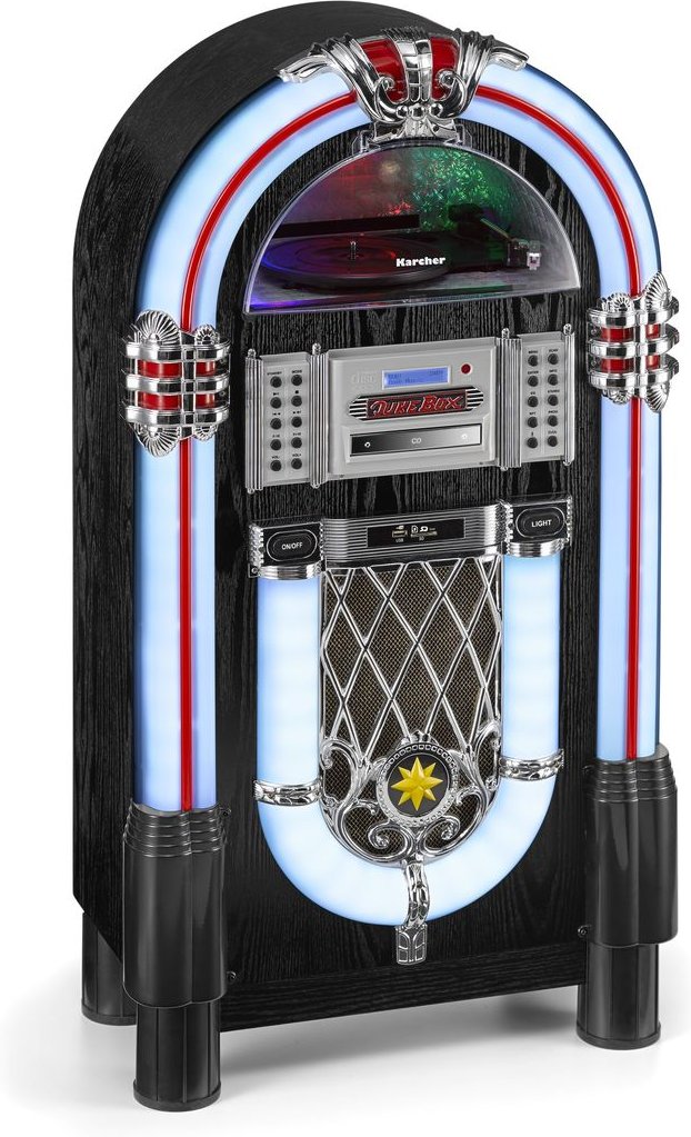 Karcher JB 6608D Jukebox mit Plattenspieler, CD Player, Bluetooth, UKW / DAB+ Radio & USB / SD-Karte