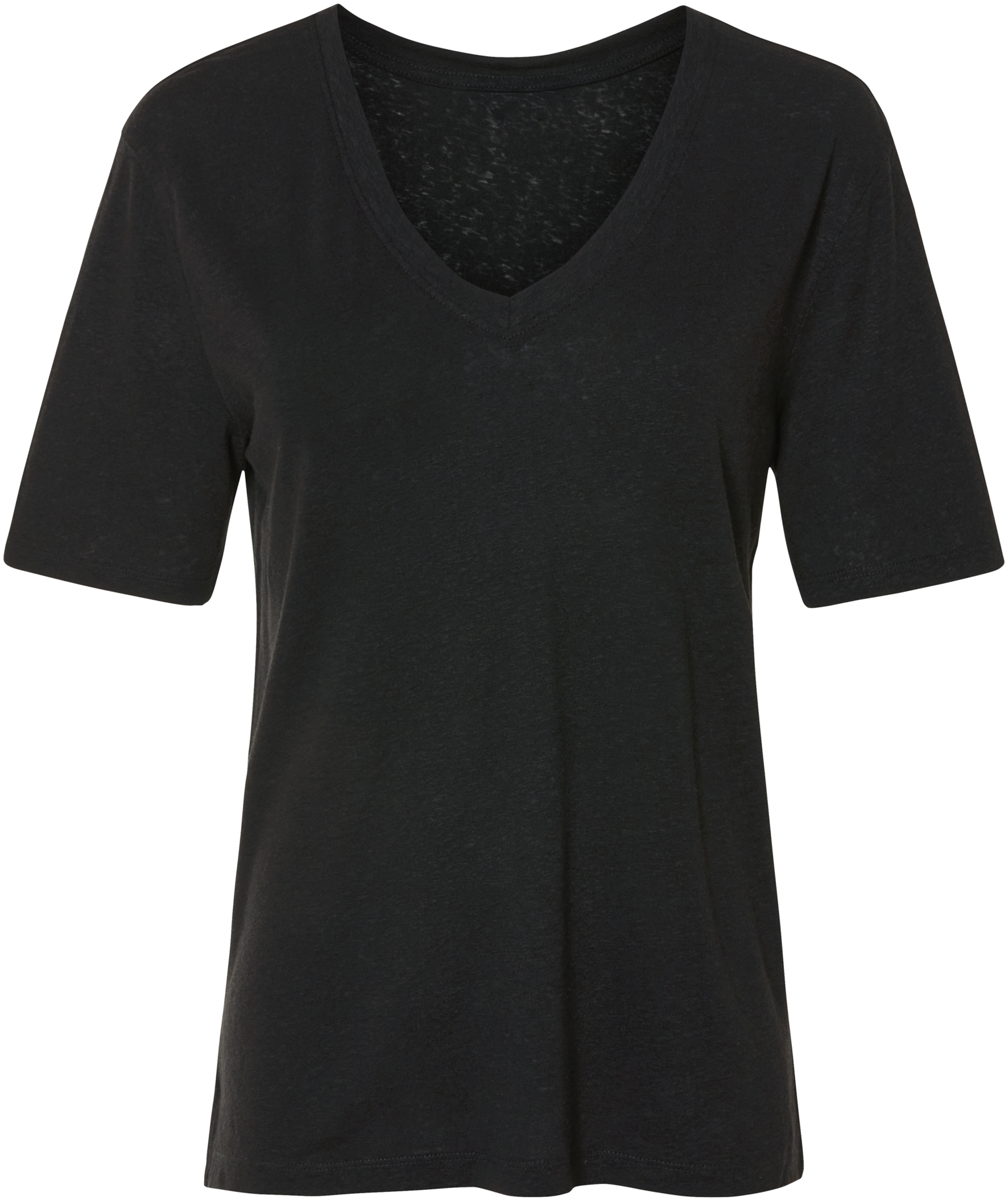 Thumbnail - esmara® Damen Leinen-T-Shirt, mit überschnittenen Schultern (Schwarz, XS(32/34))