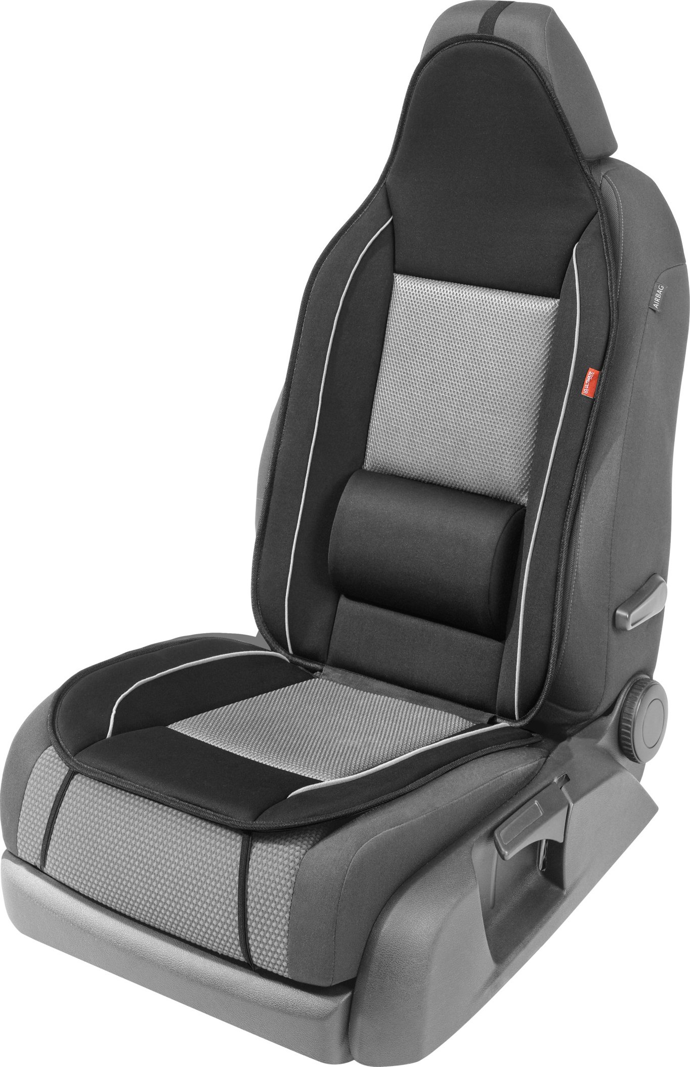 ULTIMATE SPEED® Auto Sitzaufleger mit Lordosenstütze (Schwarz/Grau)""