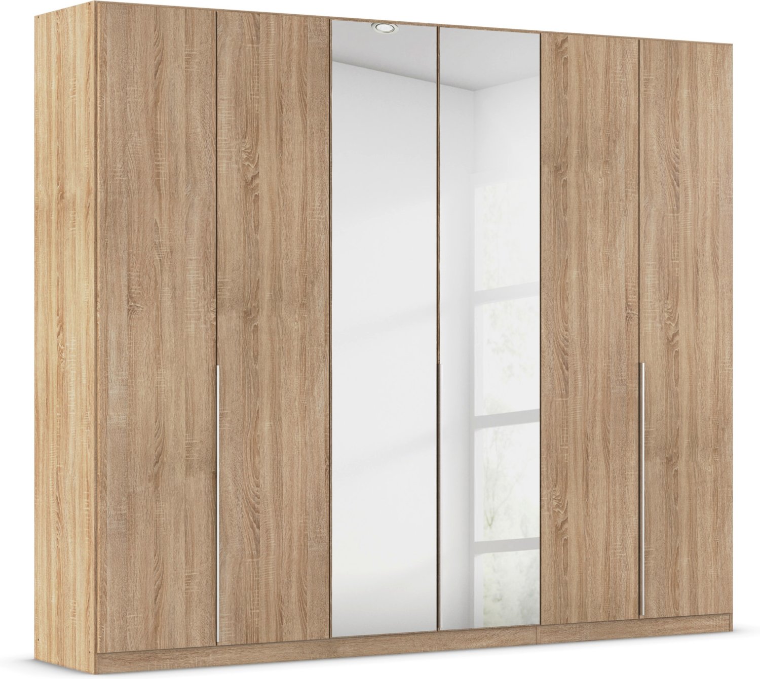 rauch ORANGE Drehtürenschrank Alabama mit Spiegel (Classic-Zubehör, Eiche Sonoma, Griffe Alufarben, 271 x 229 cm)
